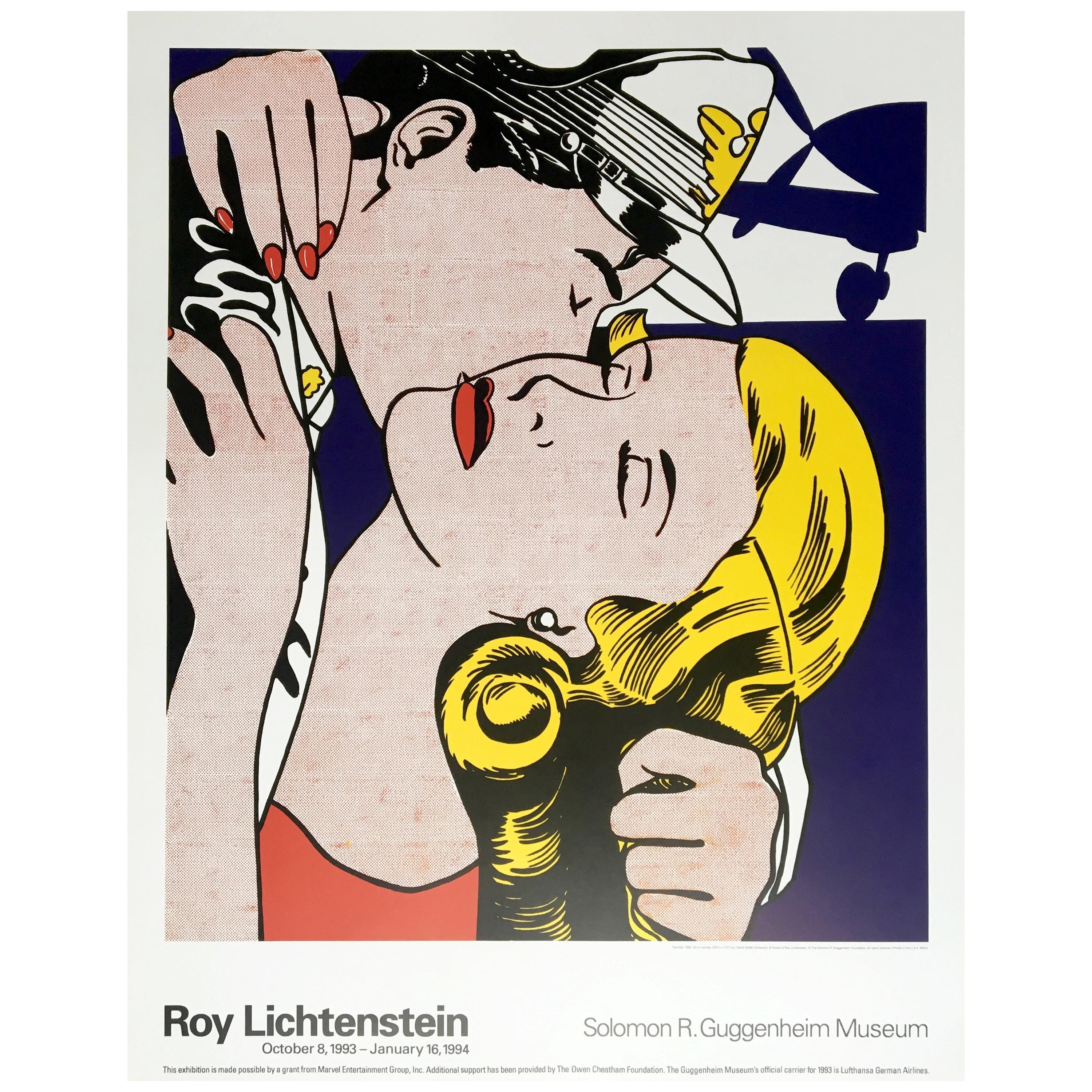 Roy Lichtenstein 'The Kiss' Rare Original 1993 Poster Print on Wove Paper For Sale