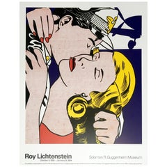 Vintage Roy Lichtenstein 'The Kiss' Rare Original 1993 Poster Print on Wove Paper