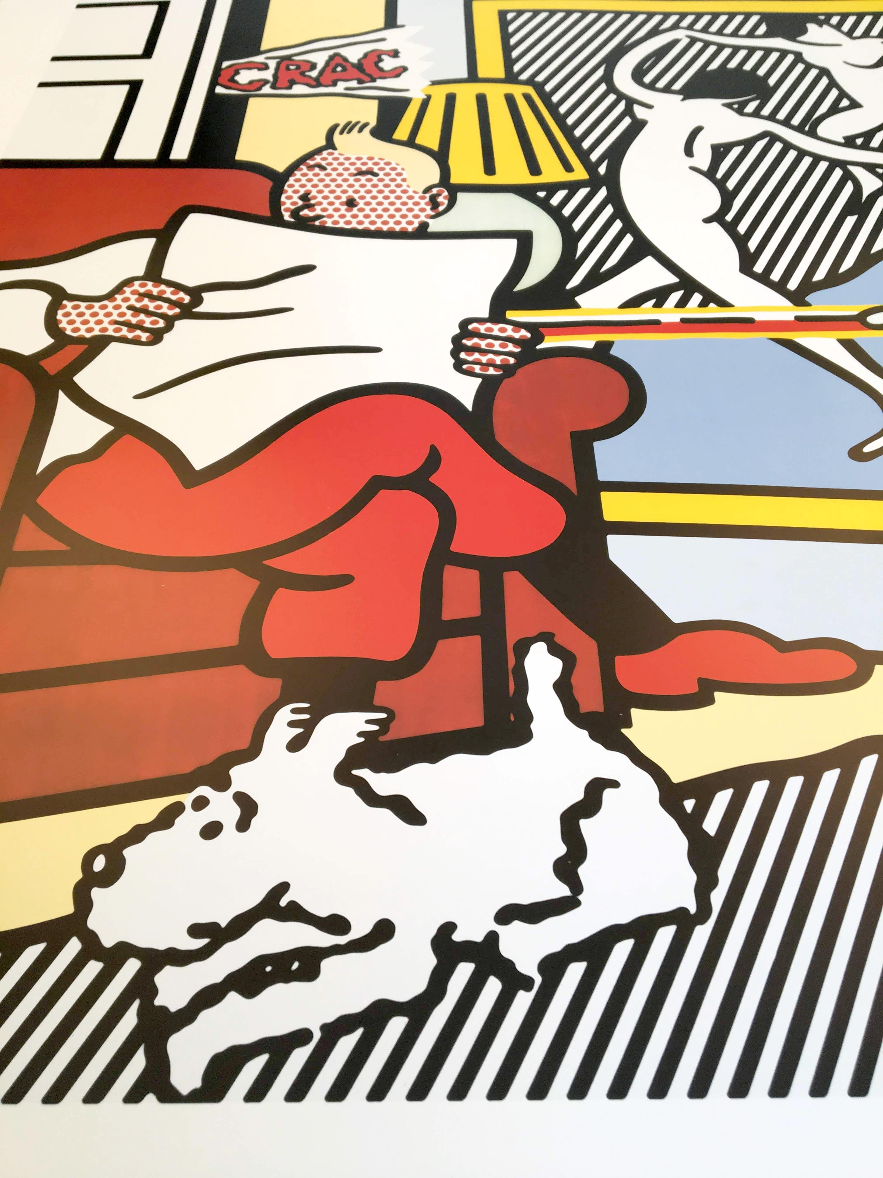 Belgian Roy Lichtenstein 'Tintin Reading' Rare Original 1994 Poster Print on Heavy Paper For Sale