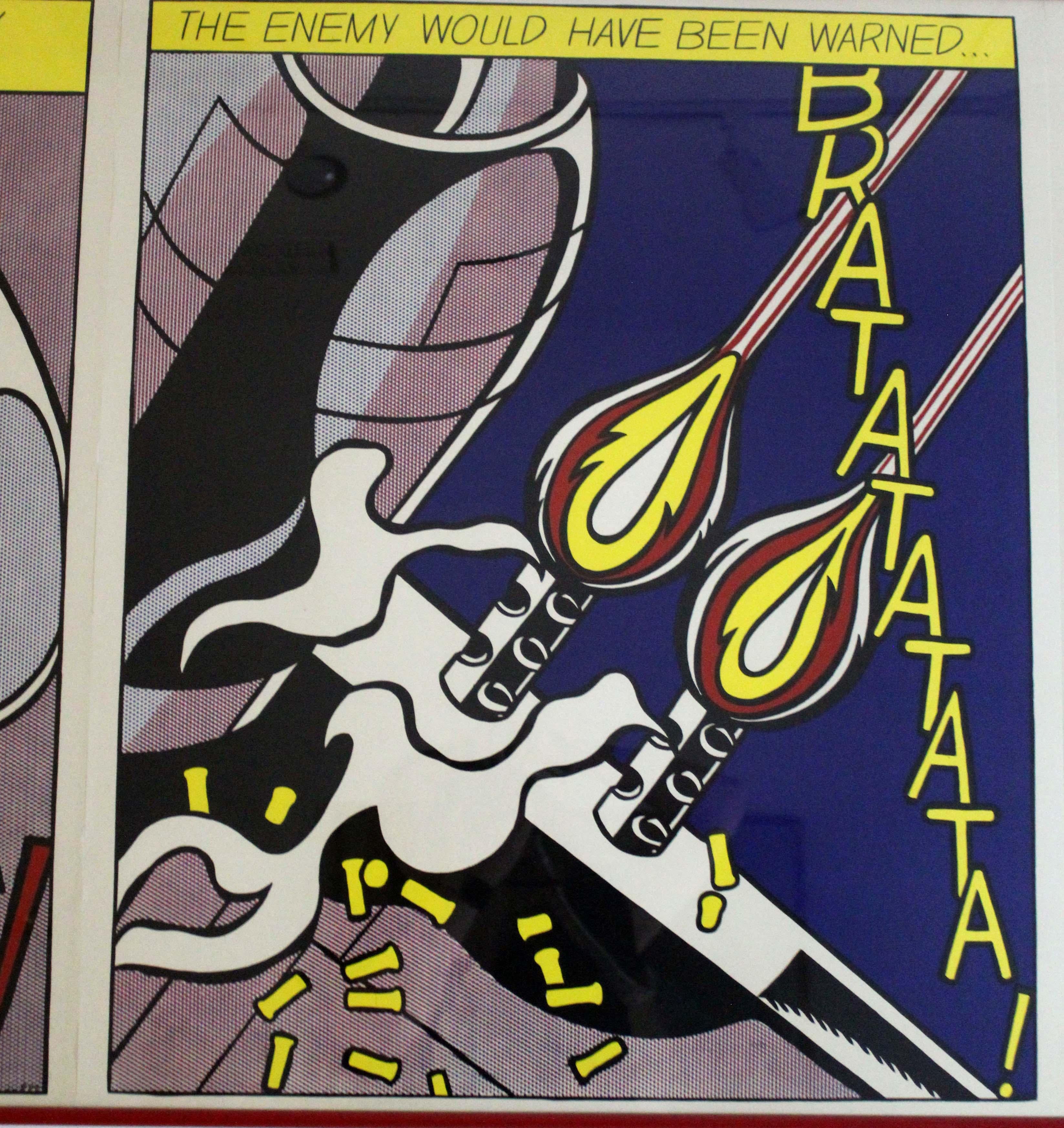 Roy Lichtenstein Triptychon As I Opened Fire Vintage Pop Art Poster gerahmt (amerikanisch) im Angebot
