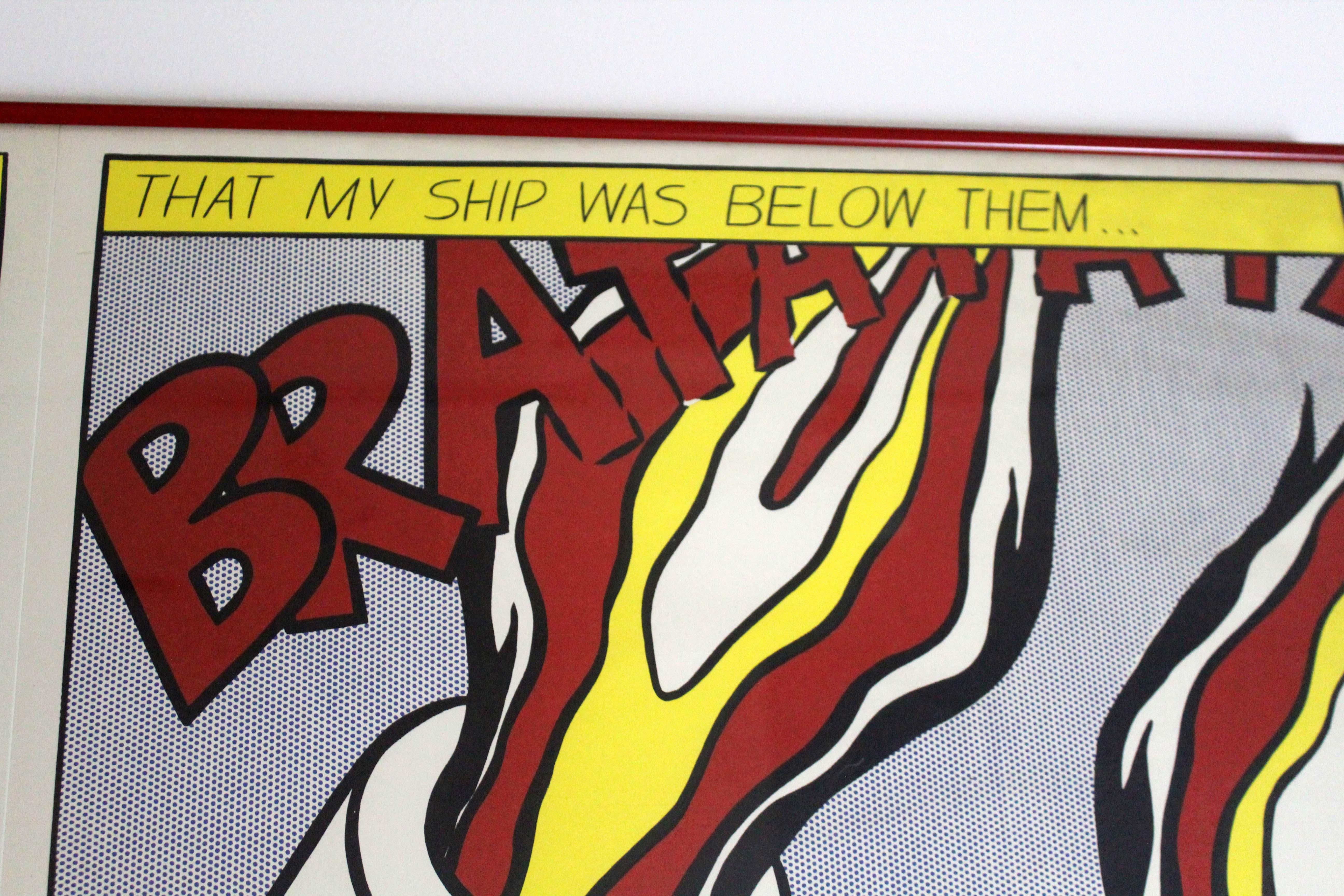 Roy Lichtenstein Triptych As I Opened Fire Vintage Pop Art Poster Framed For Sale 3