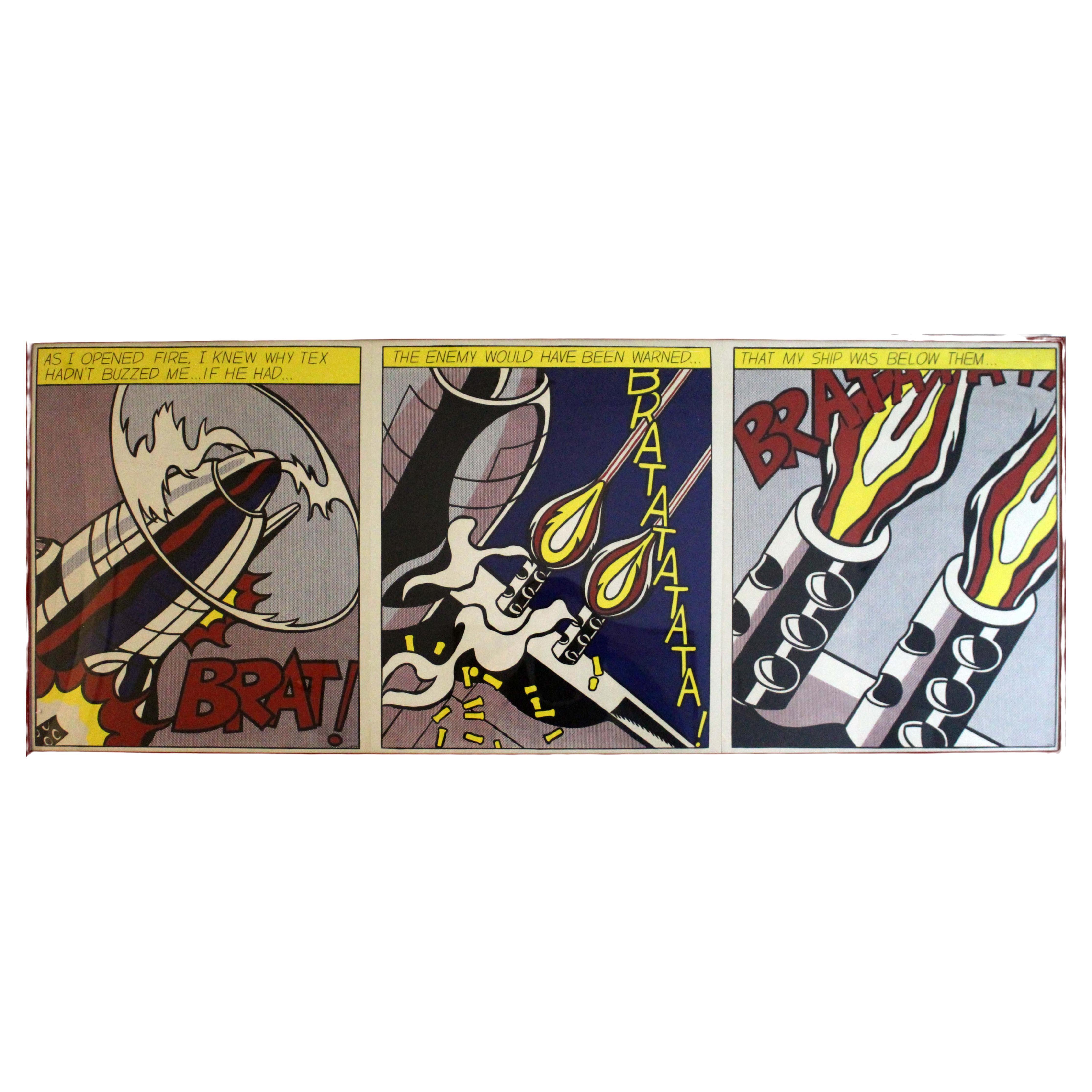 Roy Lichtenstein Triptych As I Opened Fire Vintage Pop Art Poster Framed