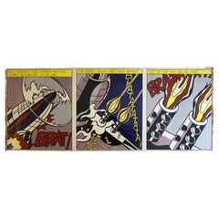 Roy Lichtenstein Triptych As I Opened Fire Used Pop Art Poster Framed