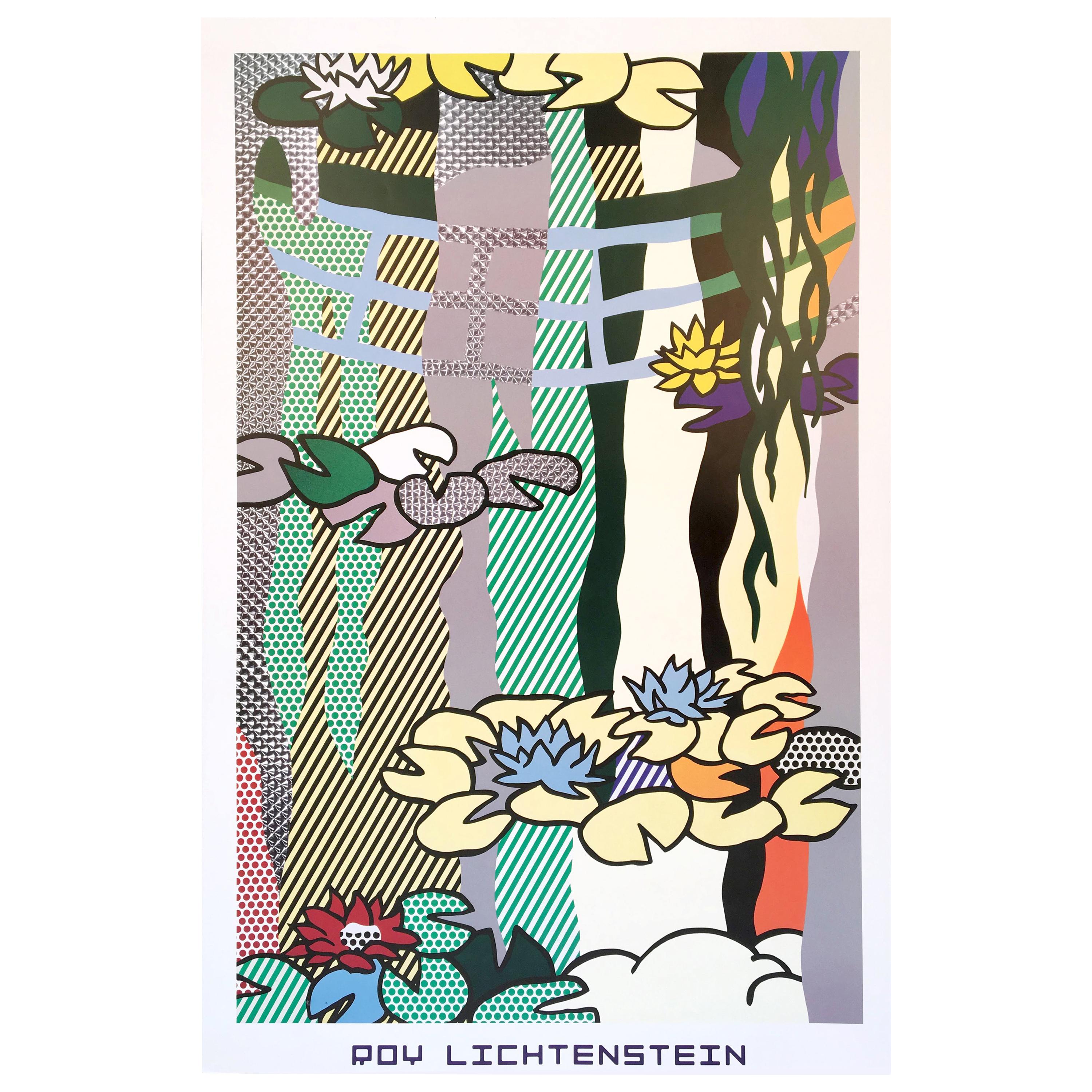 Roy Lichtenstein 
Water Lilies with Japanese Bridge
 Rare Original 1992 Poster For Sale