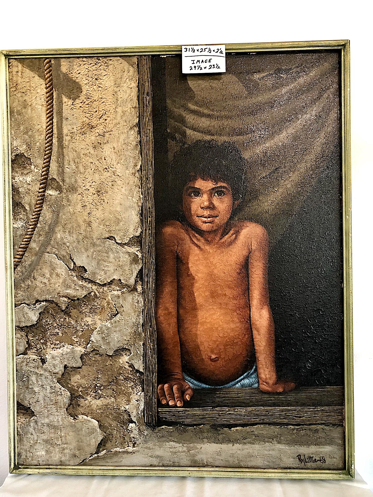 Porträt eines hoffnungsvollen Jungen (Braun), Portrait Painting, von Roy Little