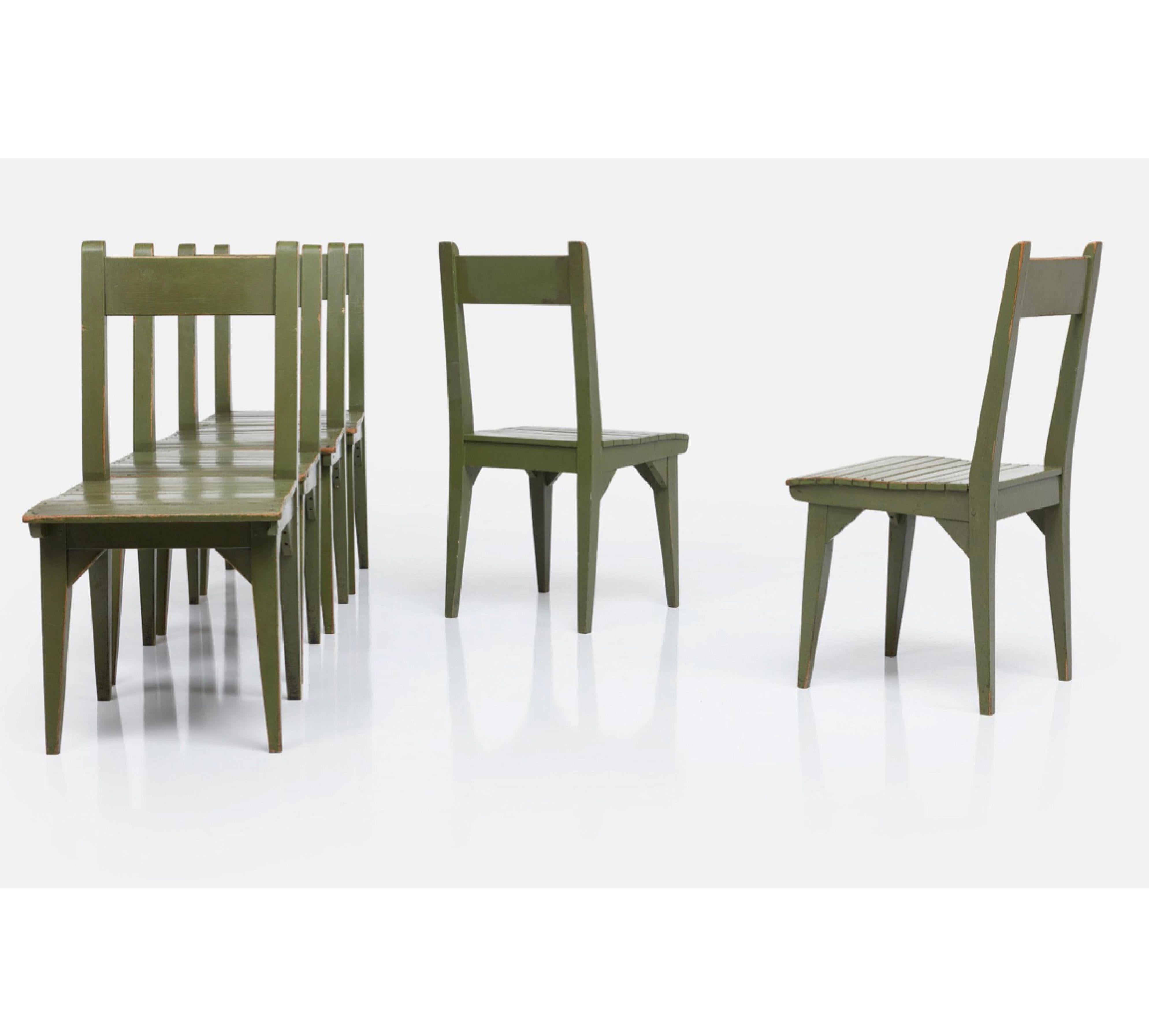 Post-Modern Roy McMakin Painted Wood Postmodern Dining Chair, Green, 1982, USA. For Sale