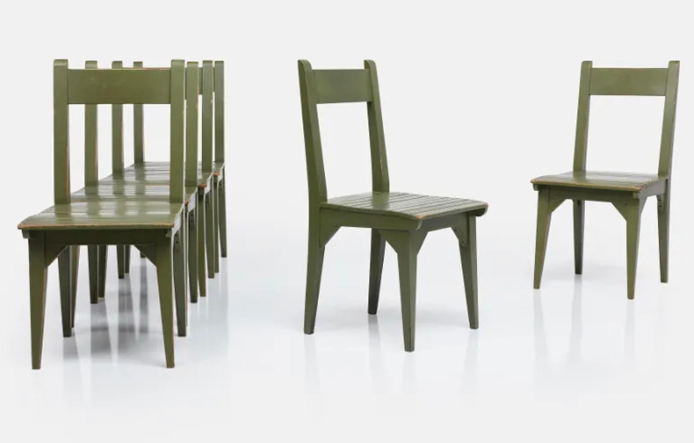 Hand-Painted Roy McMakin Painted Wood Postmodern Dining Chair, Green, 1982, USA. For Sale