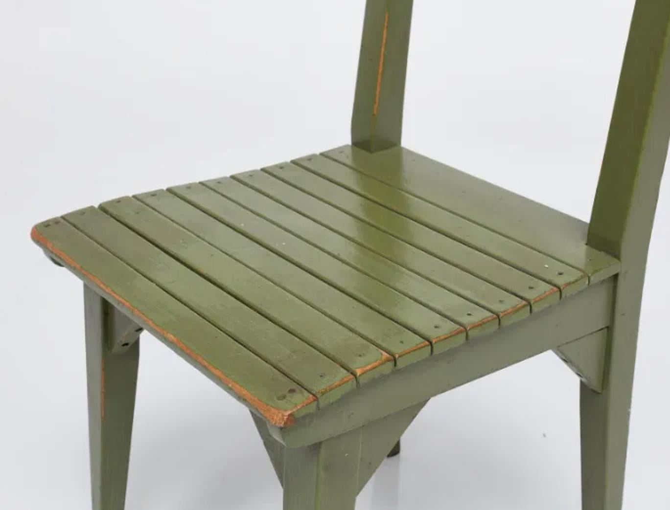Roy McMakin Painted Wood Postmodern Dining Chair, Green, 1982, USA. In Fair Condition For Sale In Brooklyn, NY