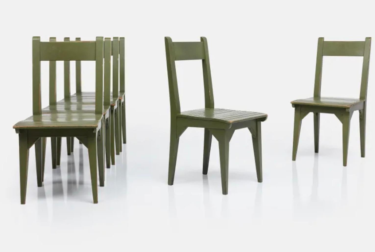 Late 20th Century Roy McMakin Painted Wood Postmodern Dining Chair, Green, 1982, USA. For Sale