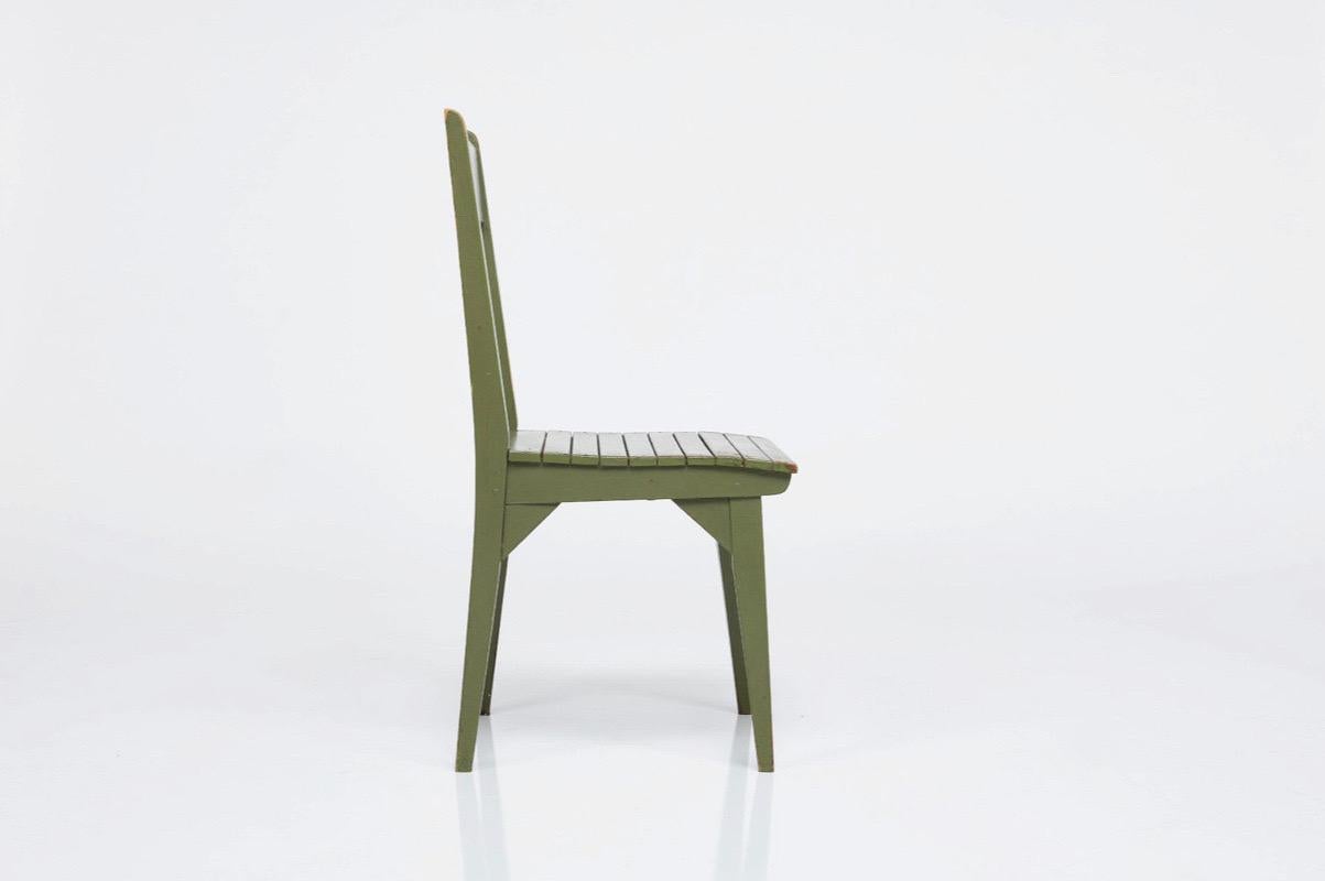 Post-Modern Roy McMakin Painted Wood Postmodern Dining Chair Set of 6, Green, 1982, USA. For Sale