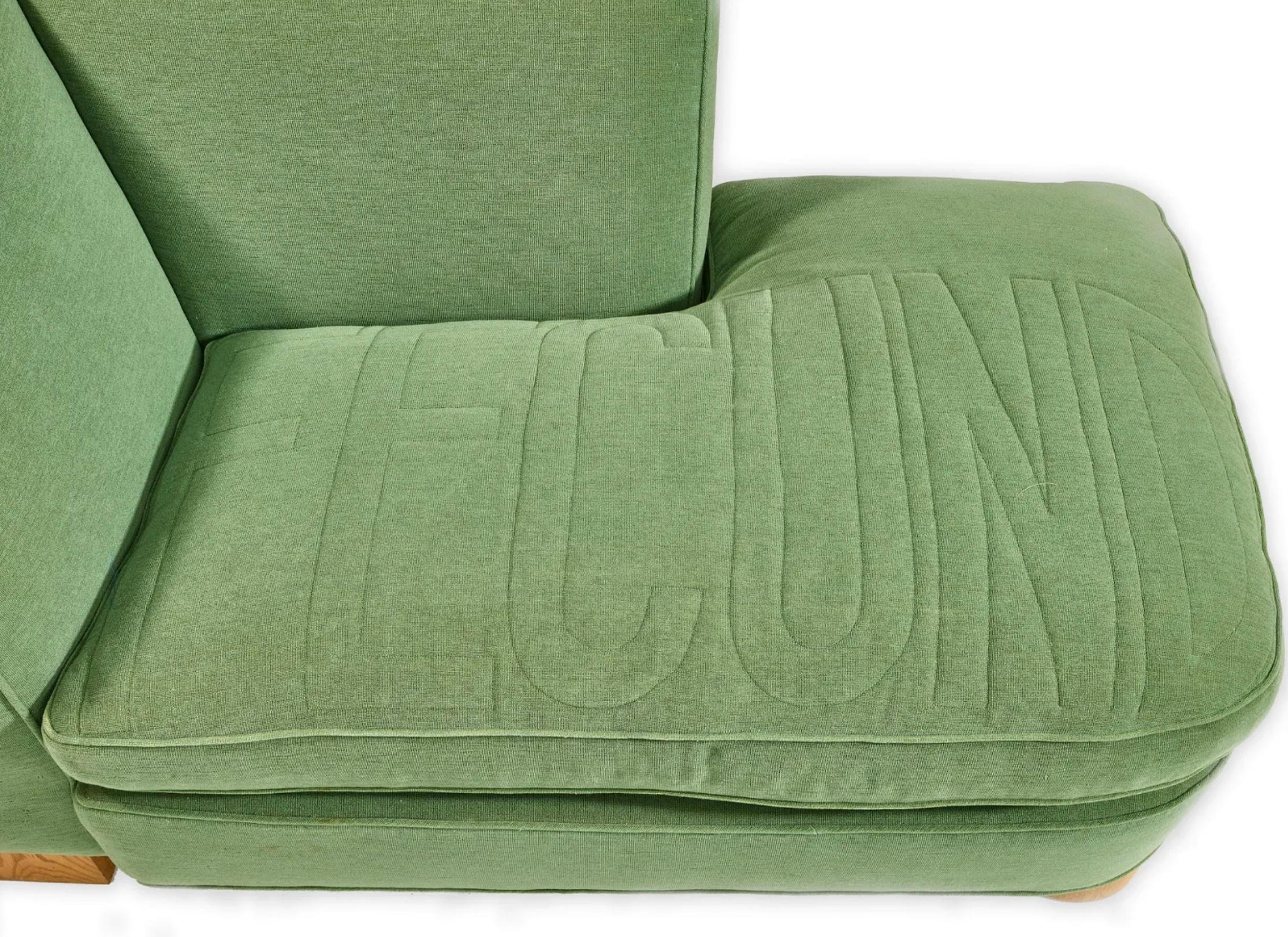 American Roy McMakin Postmodern Chaise Longue, Green, Domestic Furniture Co, USA, 1988