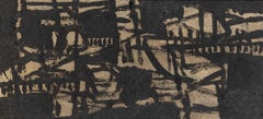 "Sin título" Roy Newell, mediados de siglo, composición expresionista abstracta negra
