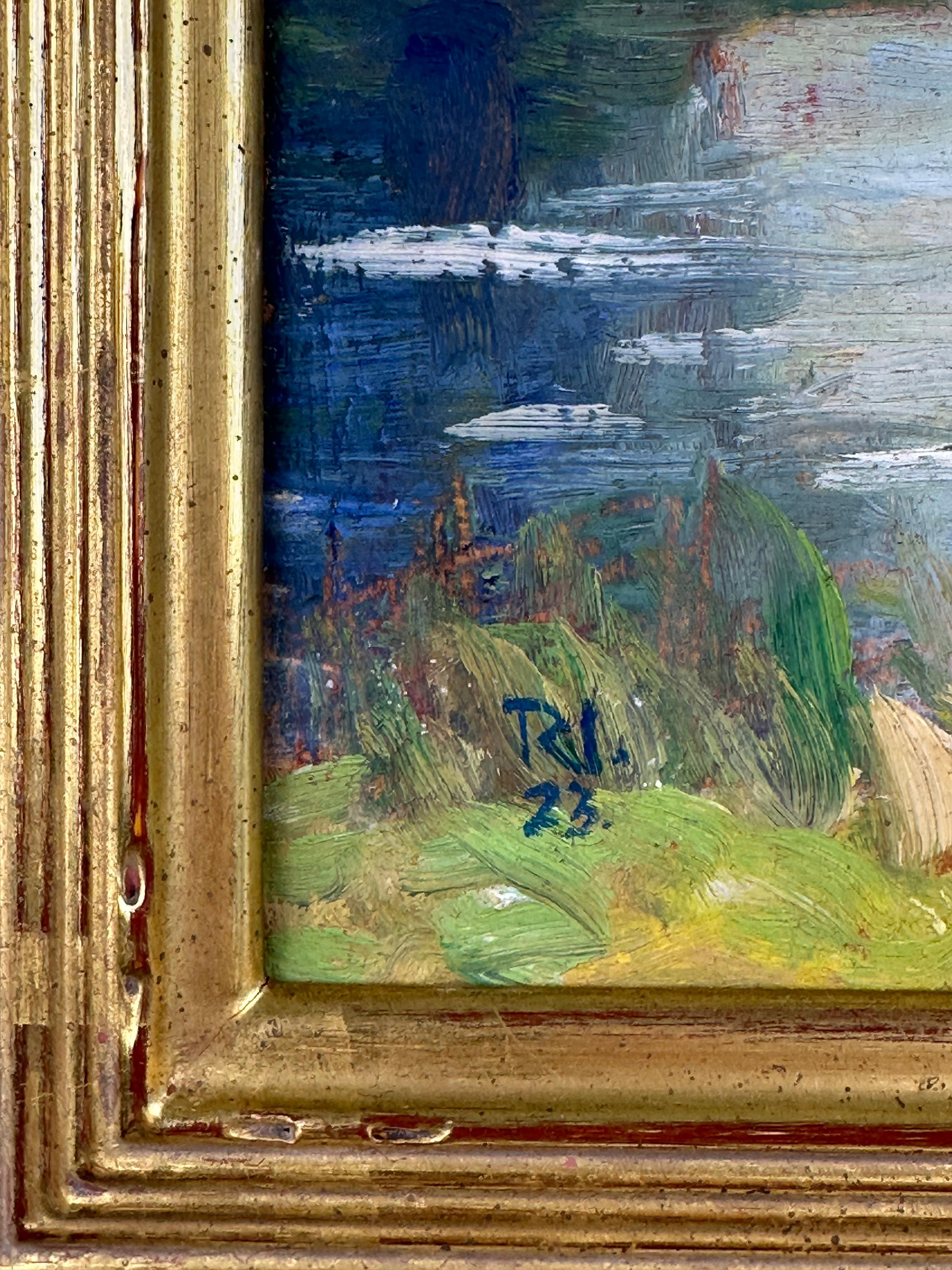 Kinder angeln in einem Bach (PA Impressionistisches Landschaftsgemälde) 1