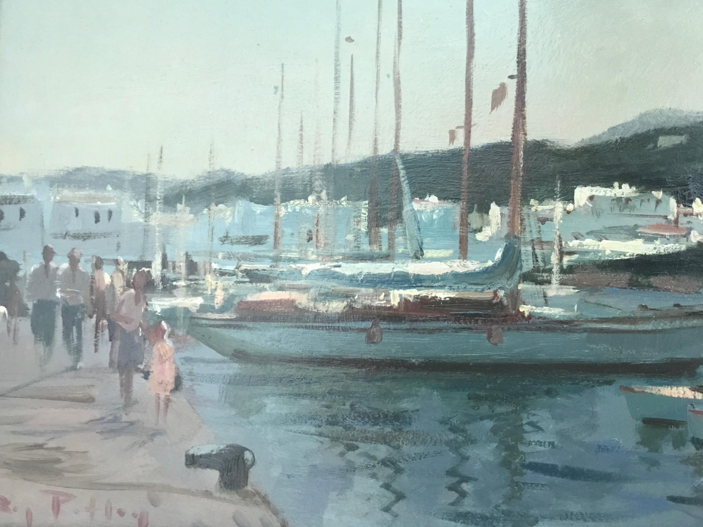 BY THE HARBOUR.Roy Petley 1950 contemporary British impressionist   For Sale 2