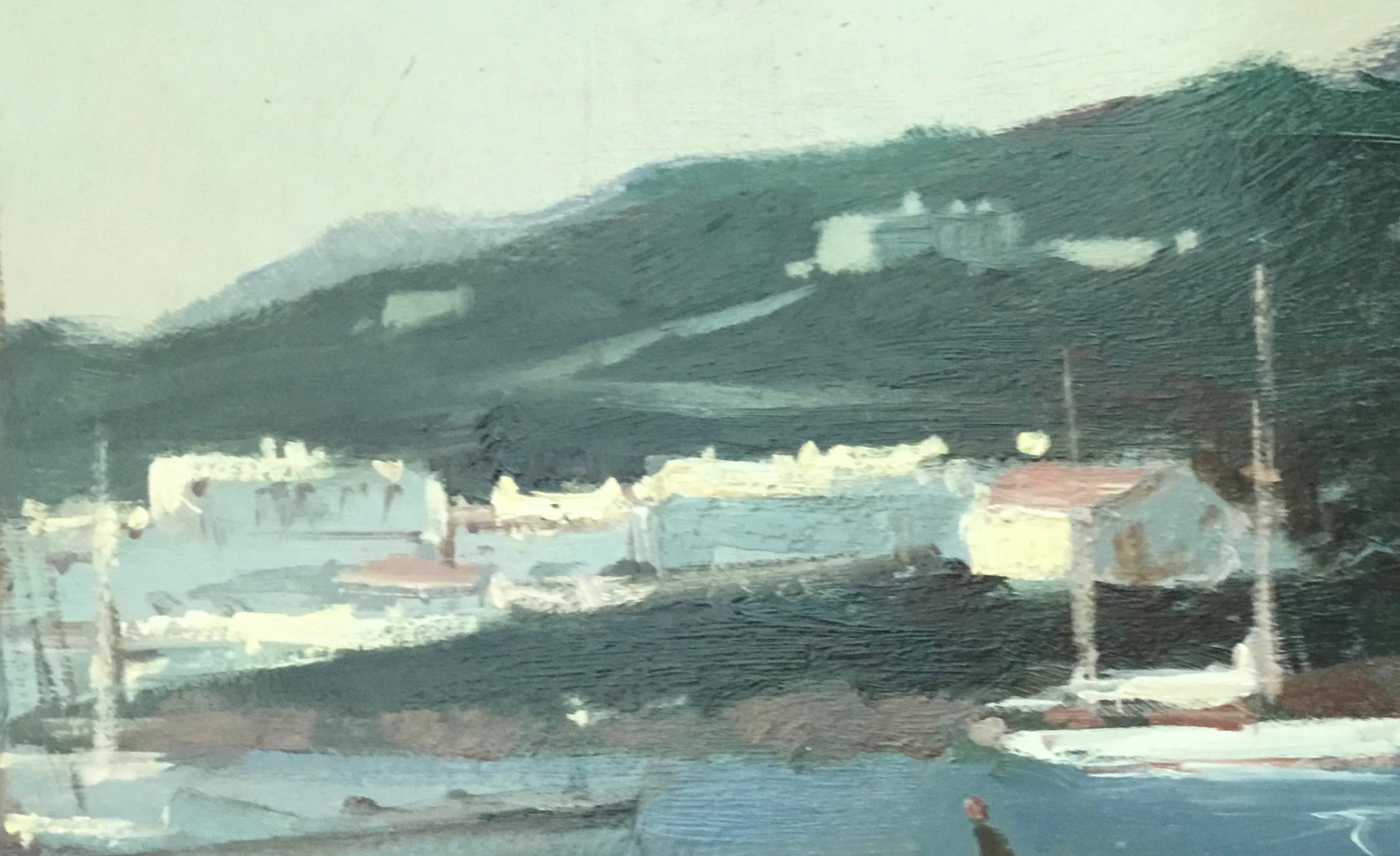 BY THE HARBOUR.Roy Petley 1950 contemporary British impressionist For Sale 3