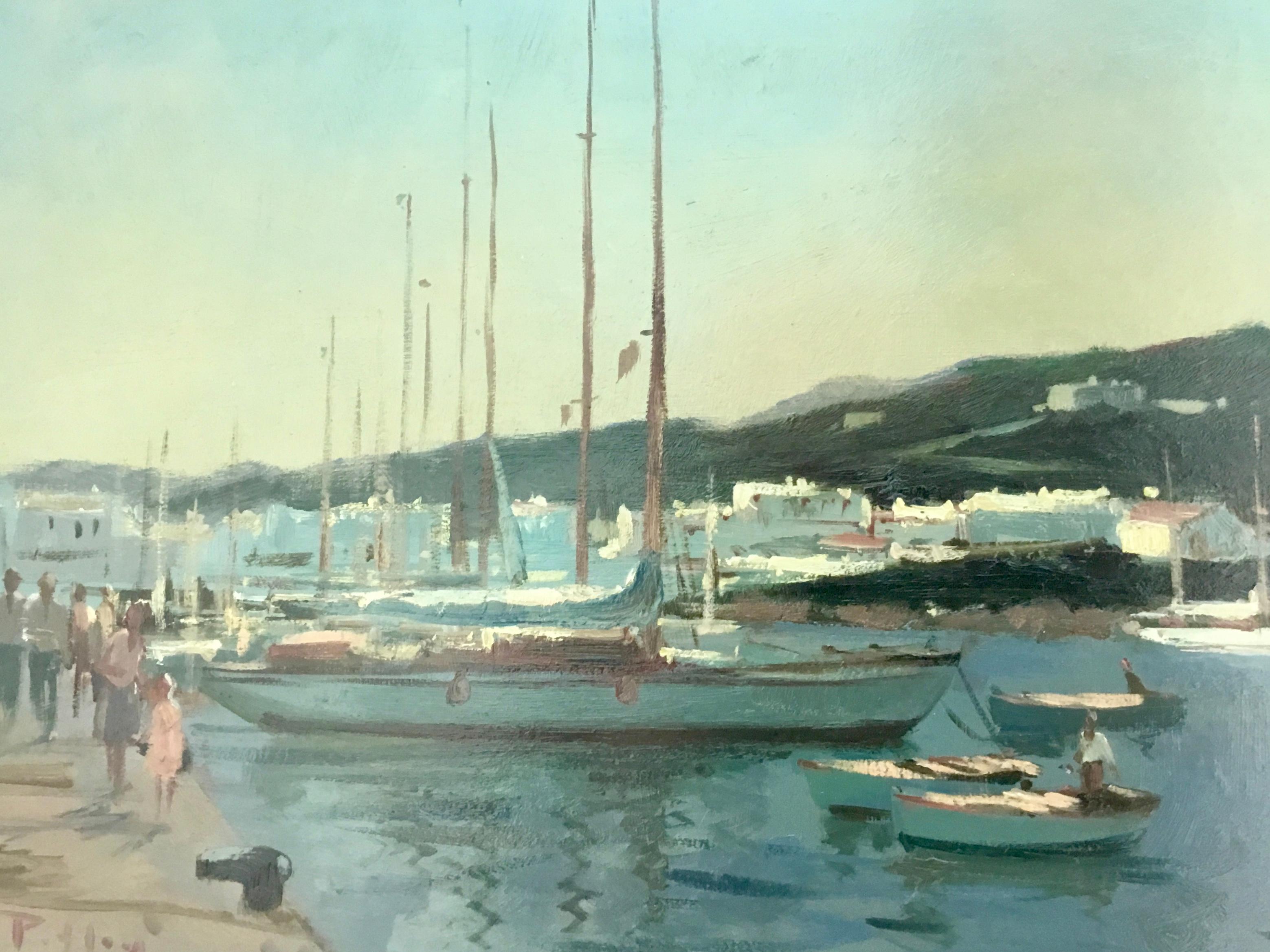 BY THE HARBOUR.Roy Petley 1950 contemporary British impressionist For Sale 6
