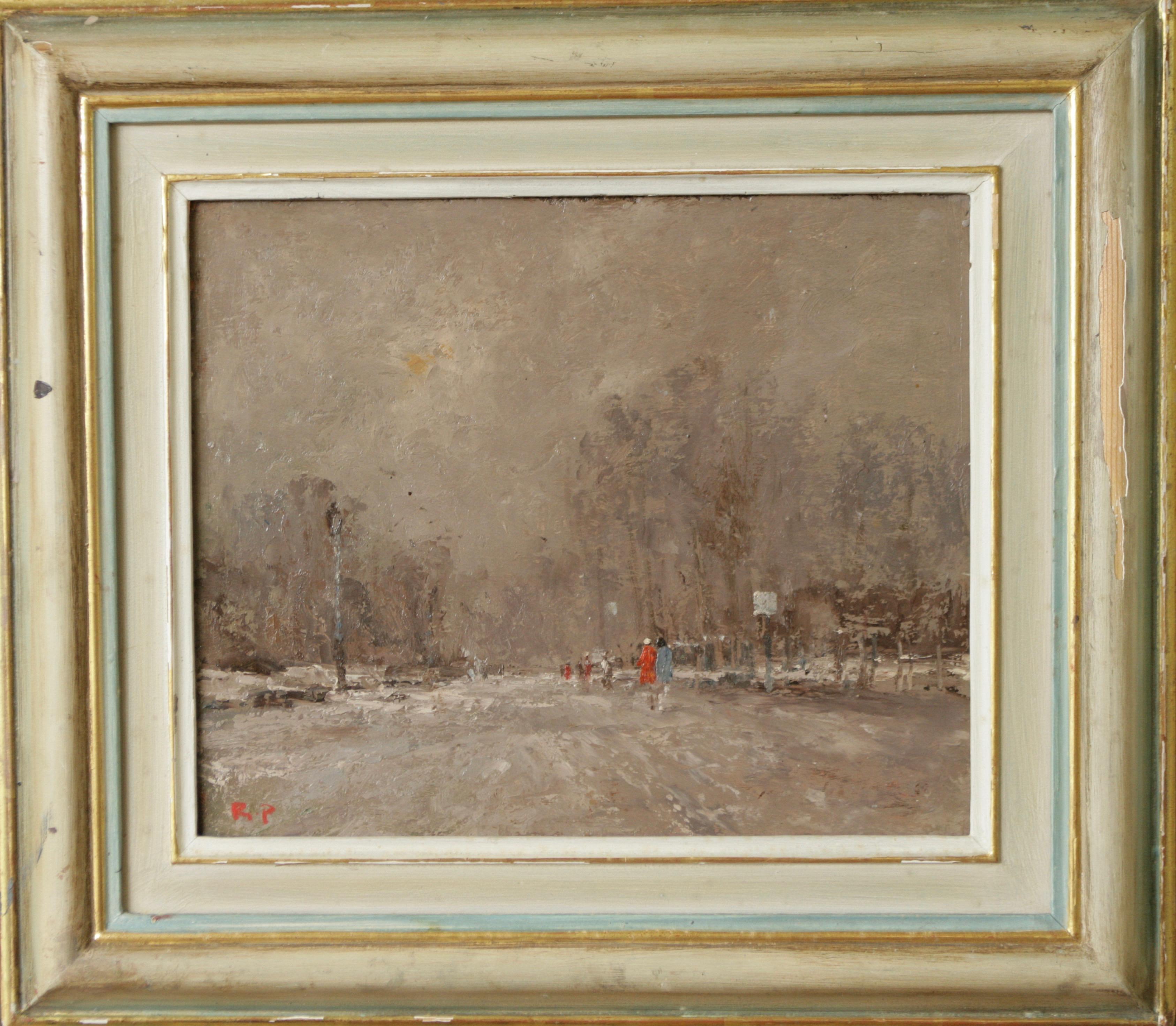 DECEMBER SNOW HYDE PARK..Roy Petley contemporary English artist  