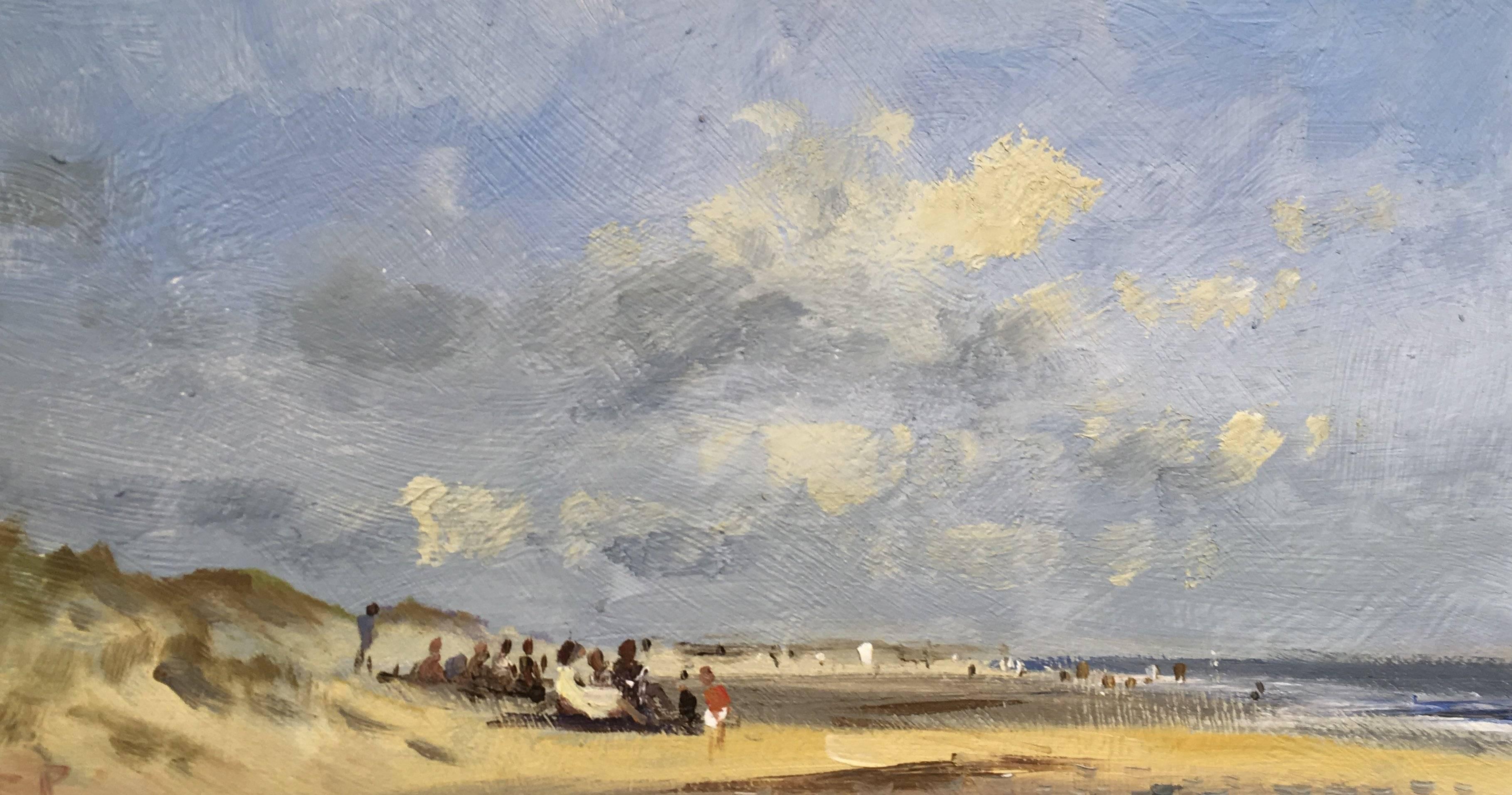 Easter at the beach, impressionist style - Painting by Roy Petley
