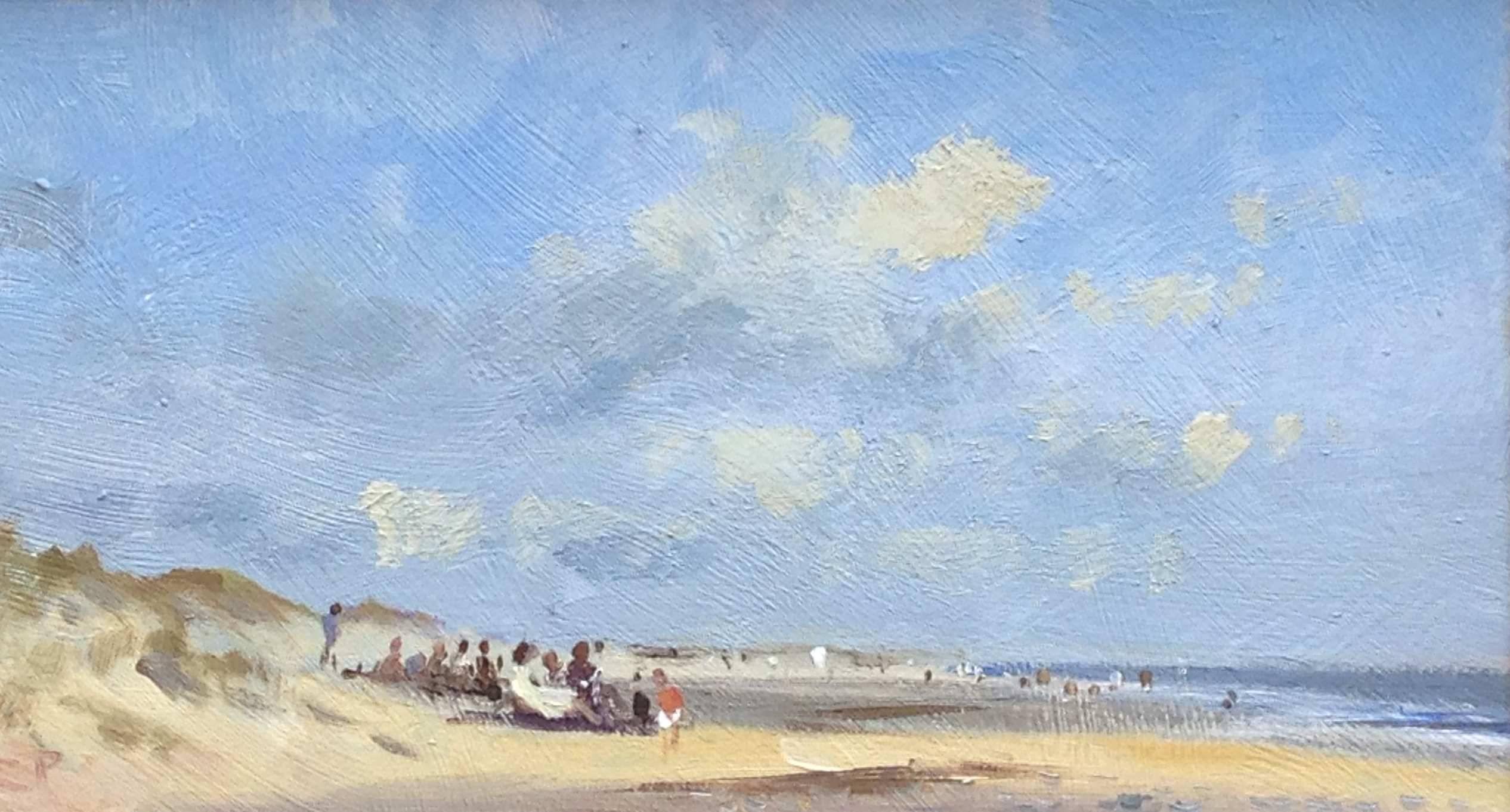 Roy Petley Landscape Painting - Easter at the beach, impressionist style