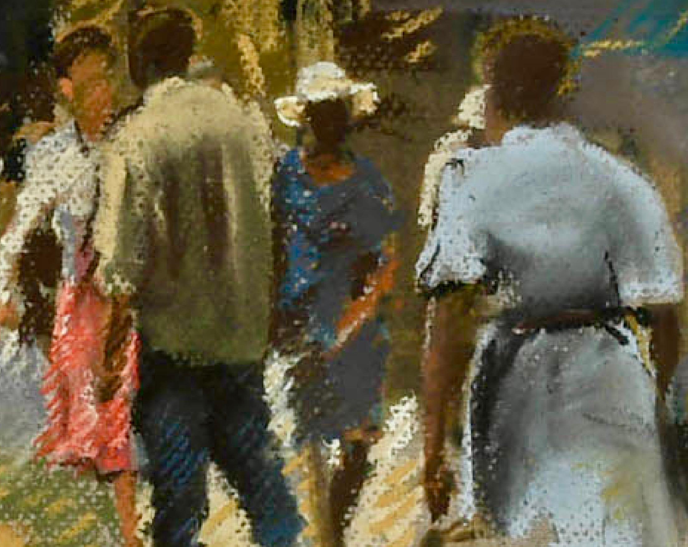 Market Day Bridgetown Barbados pastel de Roy Petley impressionniste britannique    en vente 5