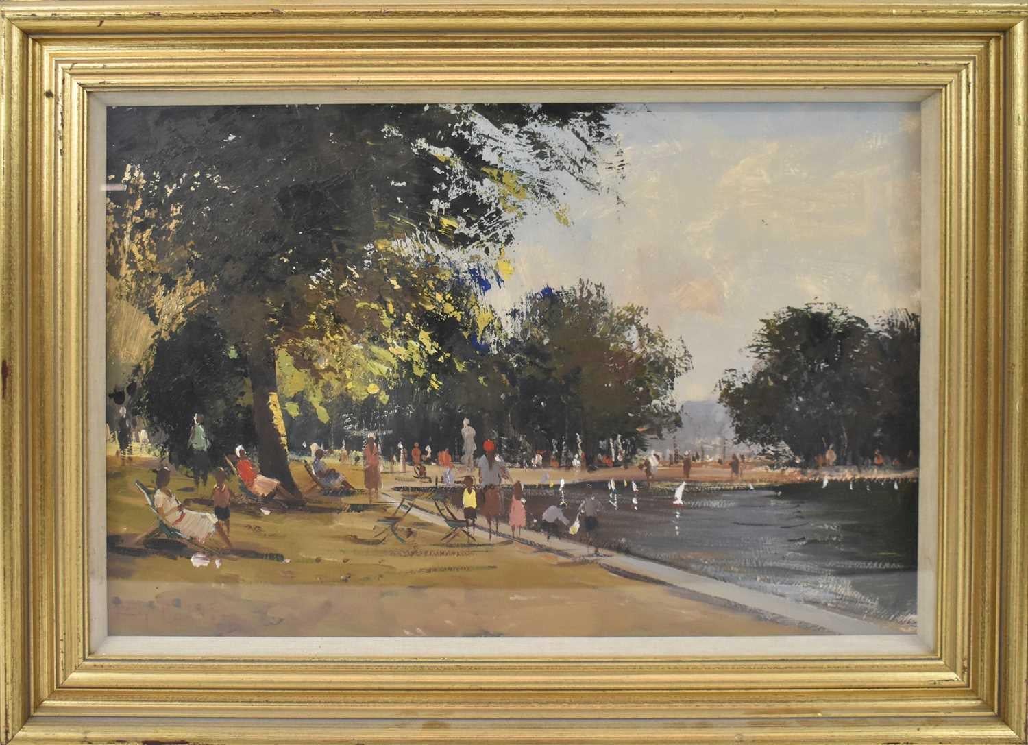 PICNIC ON THE BANKS OF THE DORDOGNE..Roy Petley contemporary British  For Sale 1