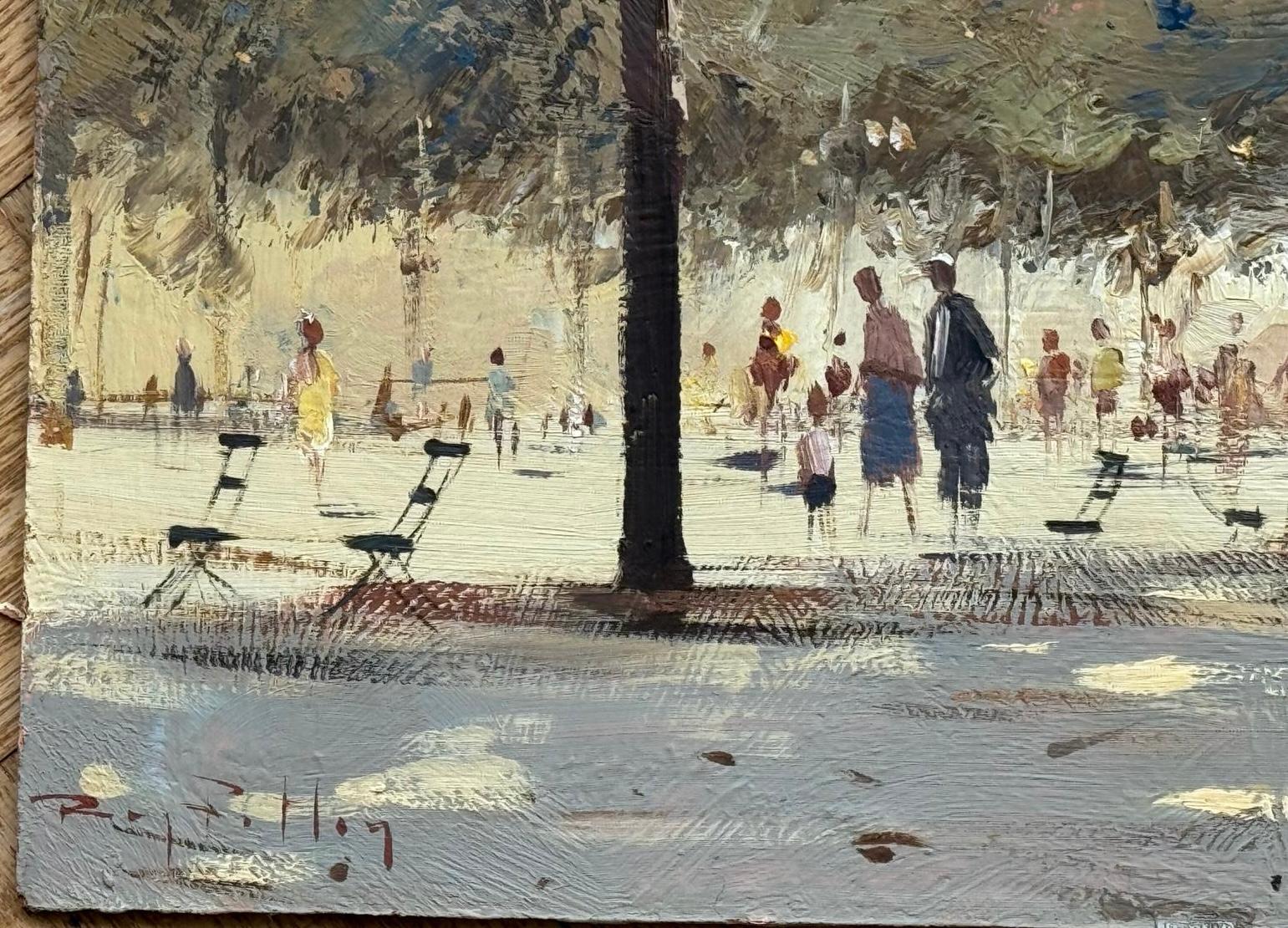 DOMINGO POR LA MAÑANA JARDINES DE LAS TULLERÍAS PARÍS   ROY PETLEY artista británico contemporáneo - Painting Impresionista de Roy Petley