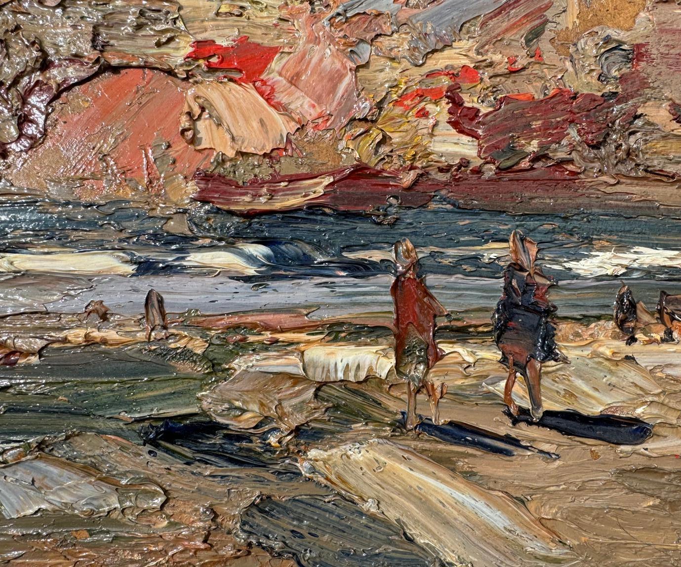 PUESTA DE SOL IMPASTO NOSTÁLGICO   ROY PETLEY artista británico contemporáneo - Landscape Painting Marrón de Roy Petley
