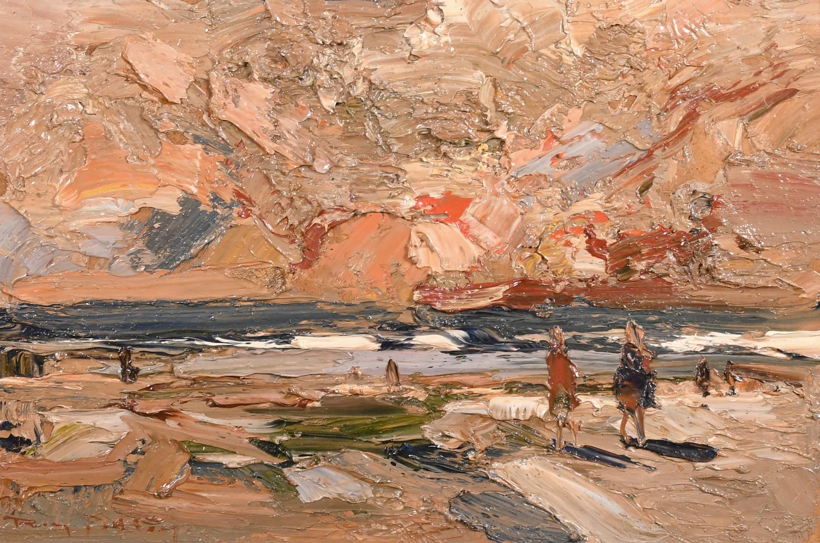 Landscape Painting de Roy Petley - PUESTA DE SOL IMPASTO NOSTÁLGICO   ROY PETLEY artista británico contemporáneo