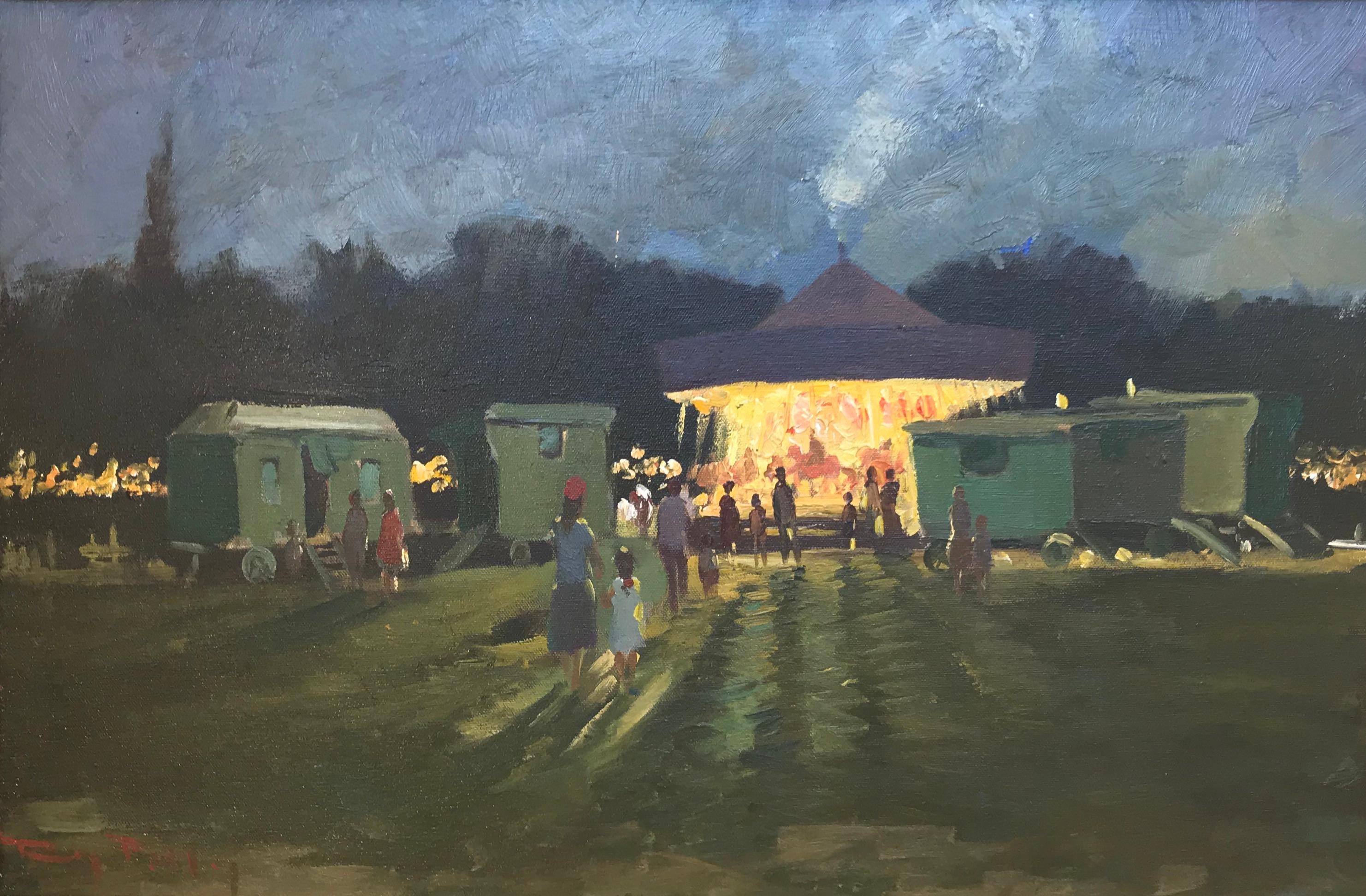Roy Petley Landscape Painting - THE CAROUSEL STEAM FAIR