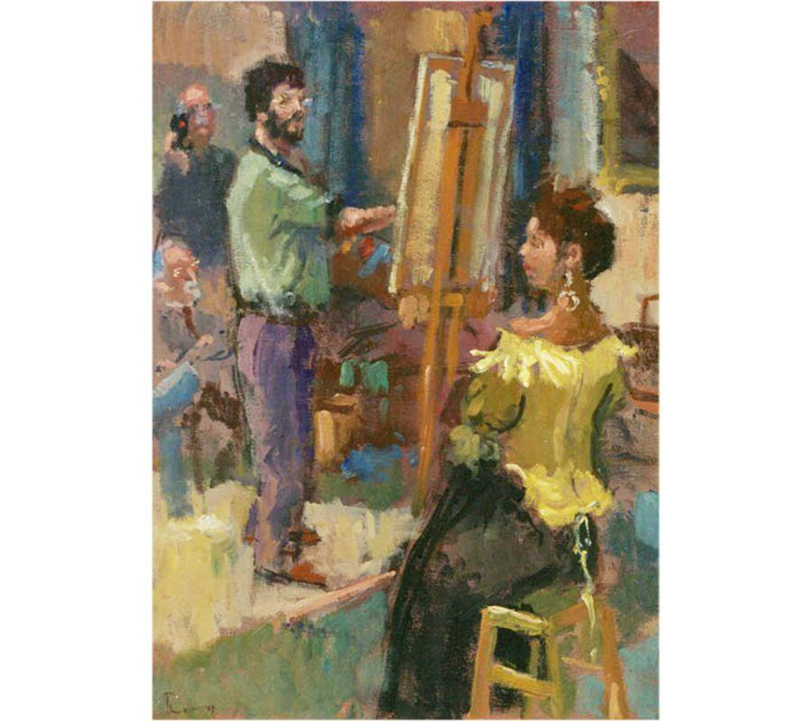 Roy Pettit (nato nel 1935) - Olio contemporaneo incorniciato, La Classe dell'Albero in vendita 1