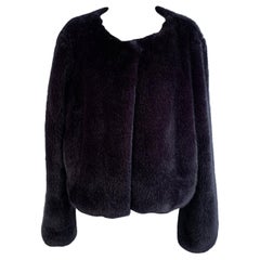 Roy Rogers Dark Blue Faux Fur Jacket Size 44