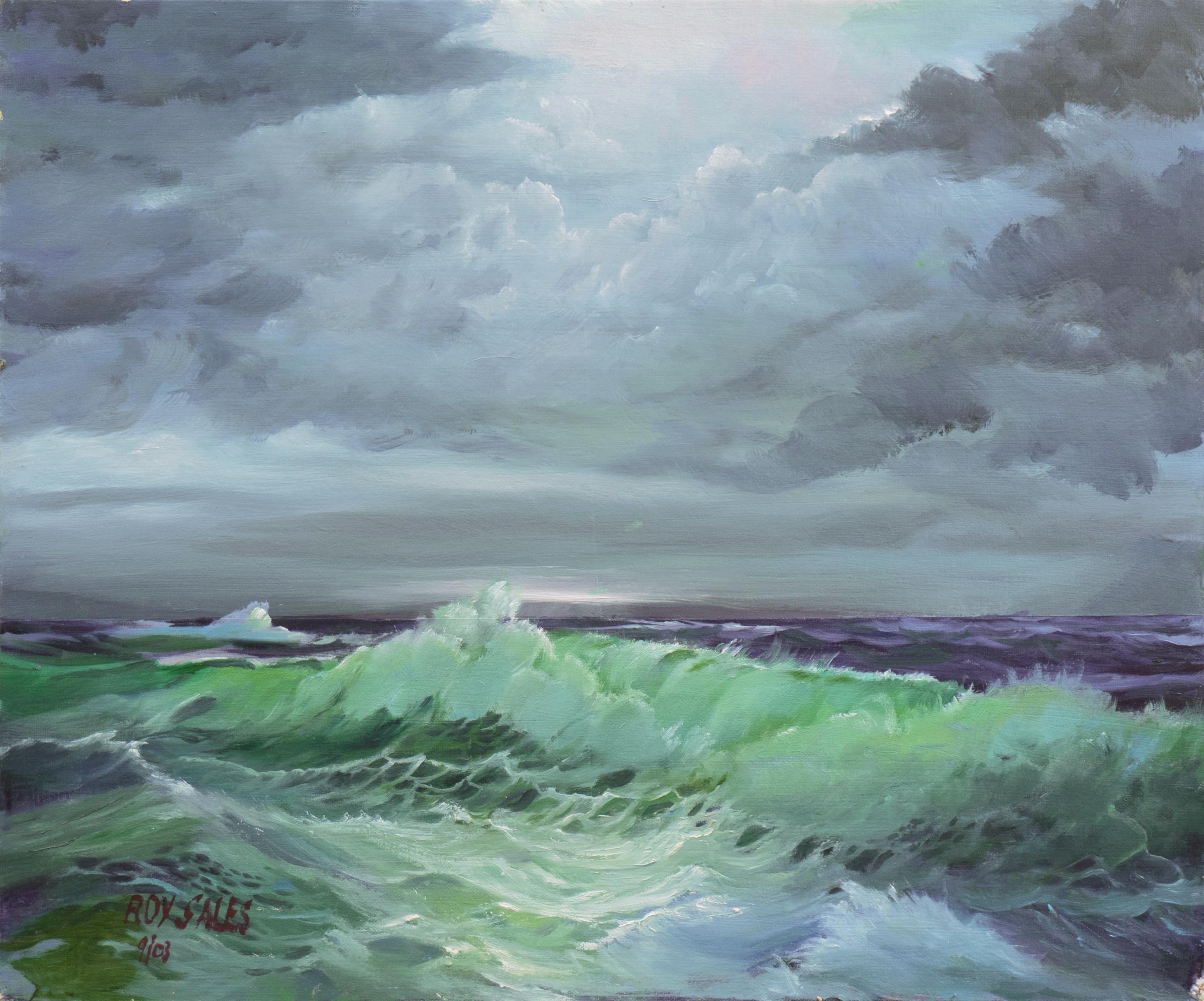 Roy Rose Sales Landscape Painting - 'After the Storm', Turbulent Seascape
