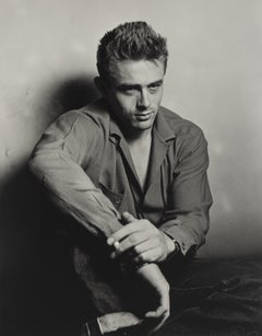James Dean Smoking - black and white photograph by Roy Schatt