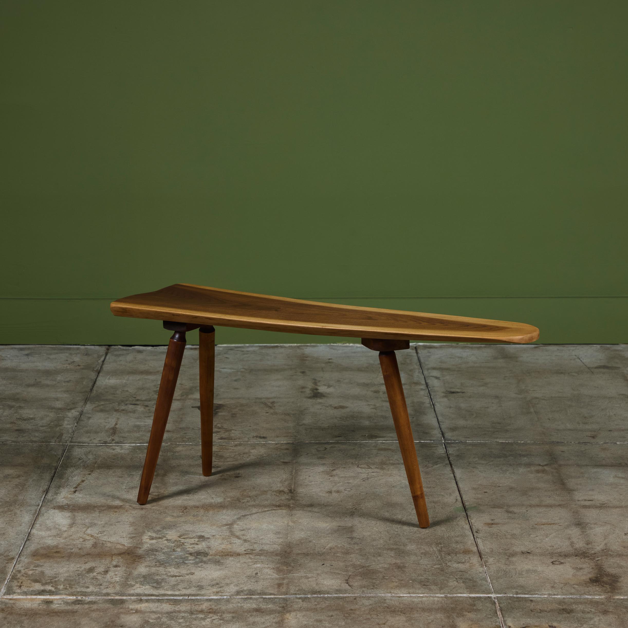 Mid-Century Modern Roy Sheldon Free Edge Walnut Accent Table
