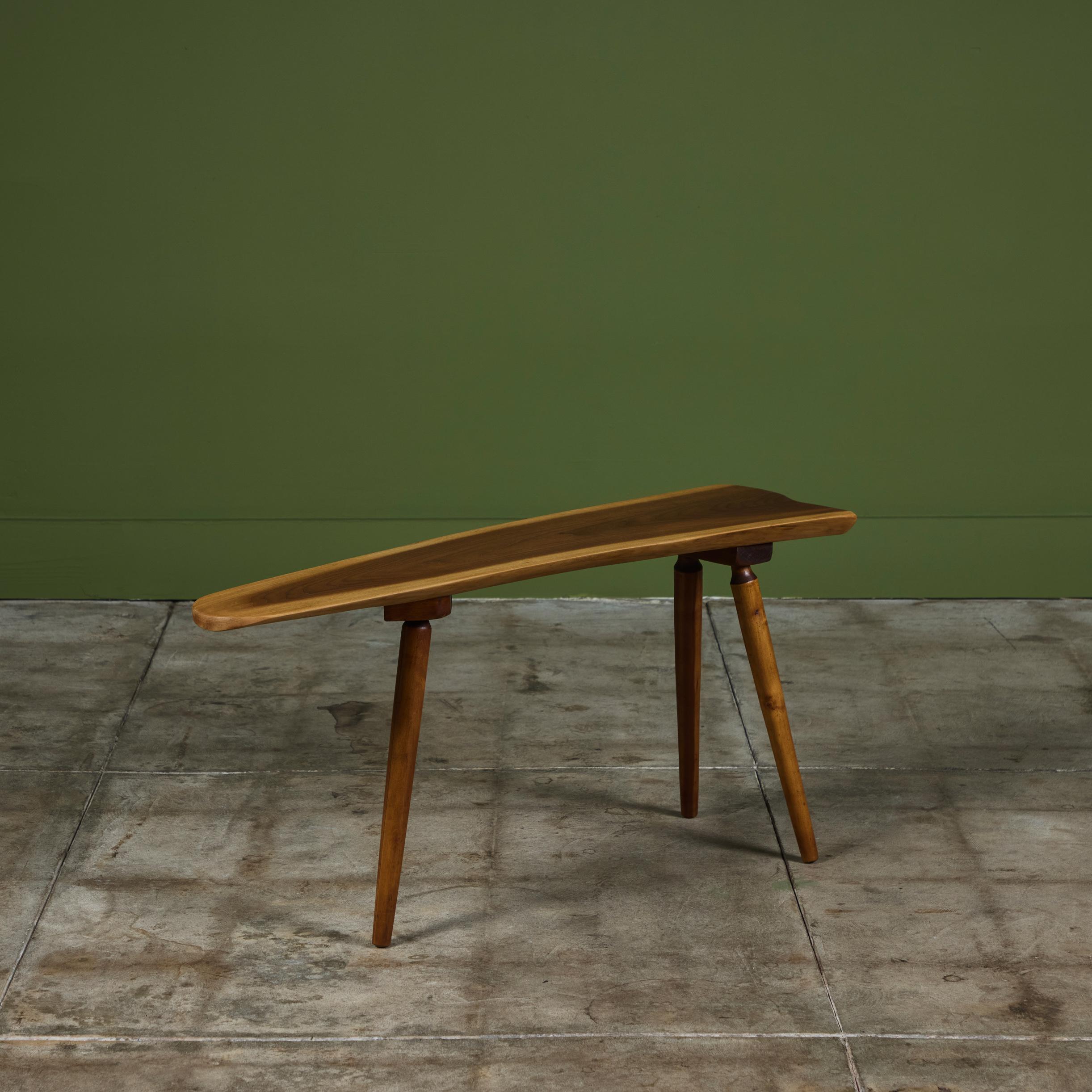 Roy Sheldon Free Edge Walnut Accent Table In Excellent Condition In Los Angeles, CA