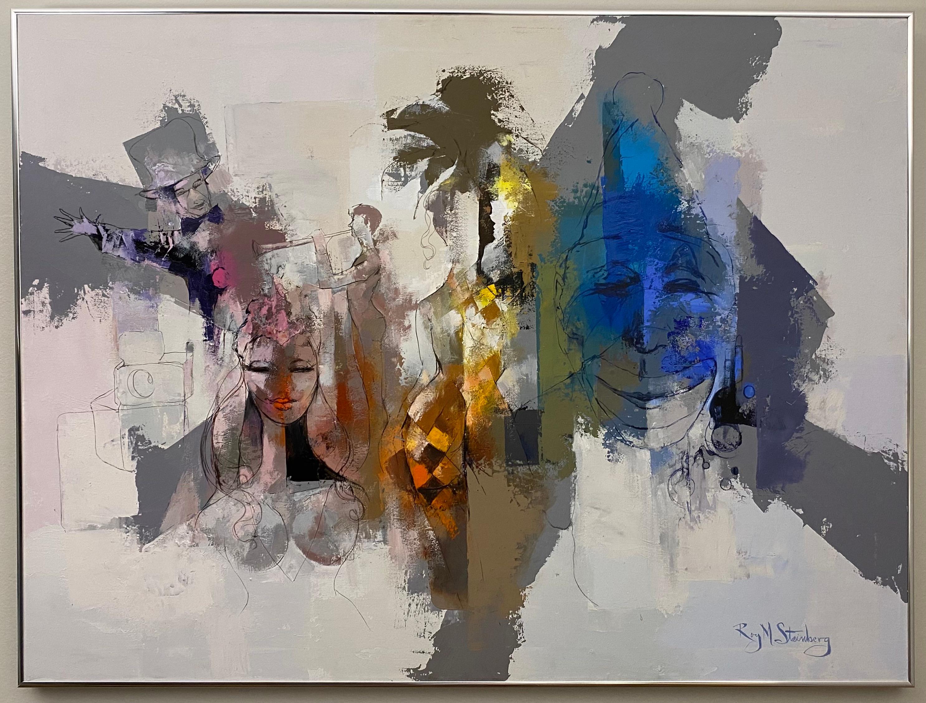 XX secolo Dipinto olio su tela di Roy Steinberg intitolato 