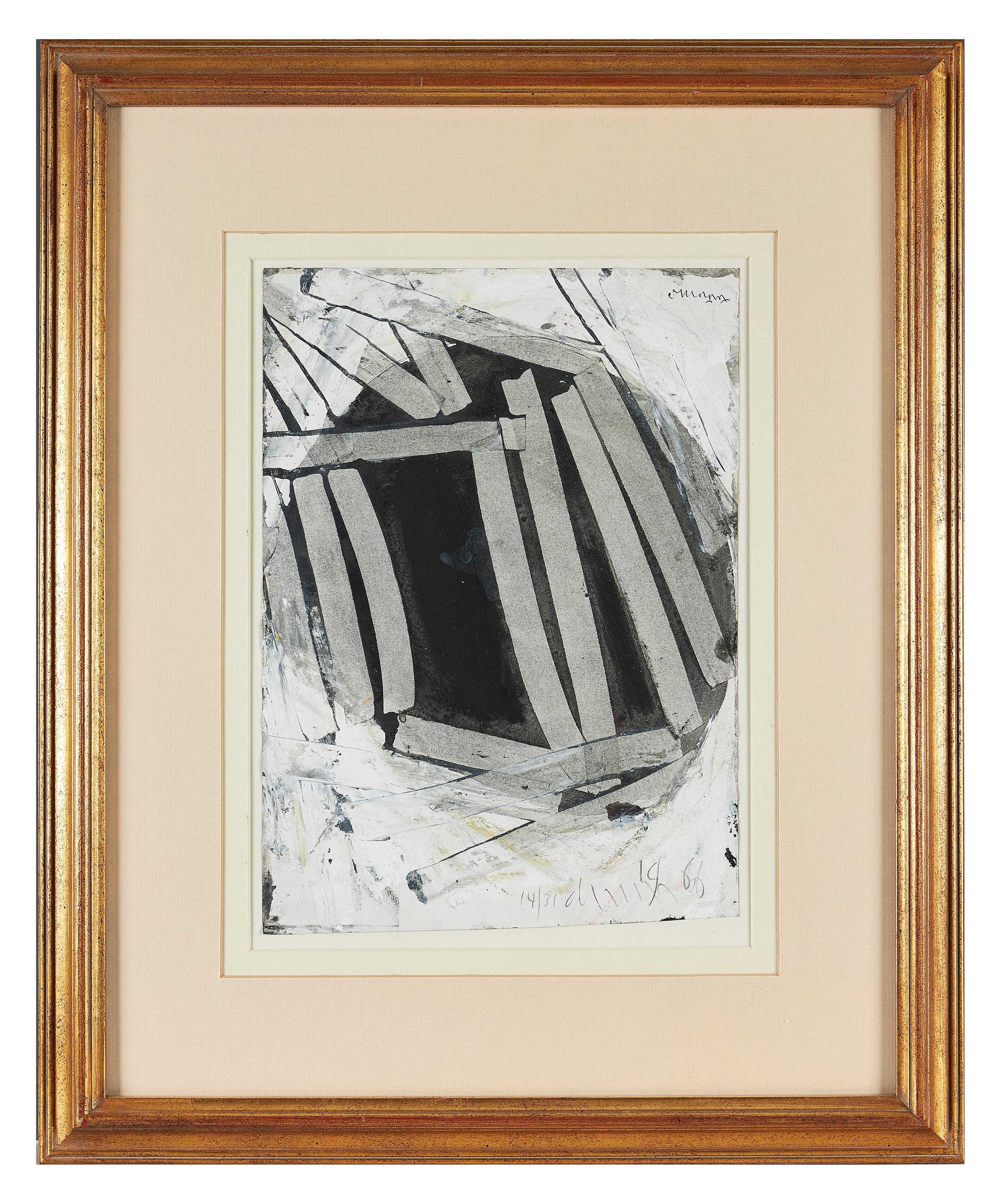 Roy Turner Durrant (britannique, 1925-1998), 'Untitled', lavis gris et noir rehaussé de blanc sur papier, indistinctement inscrit et daté 1966, encadré.