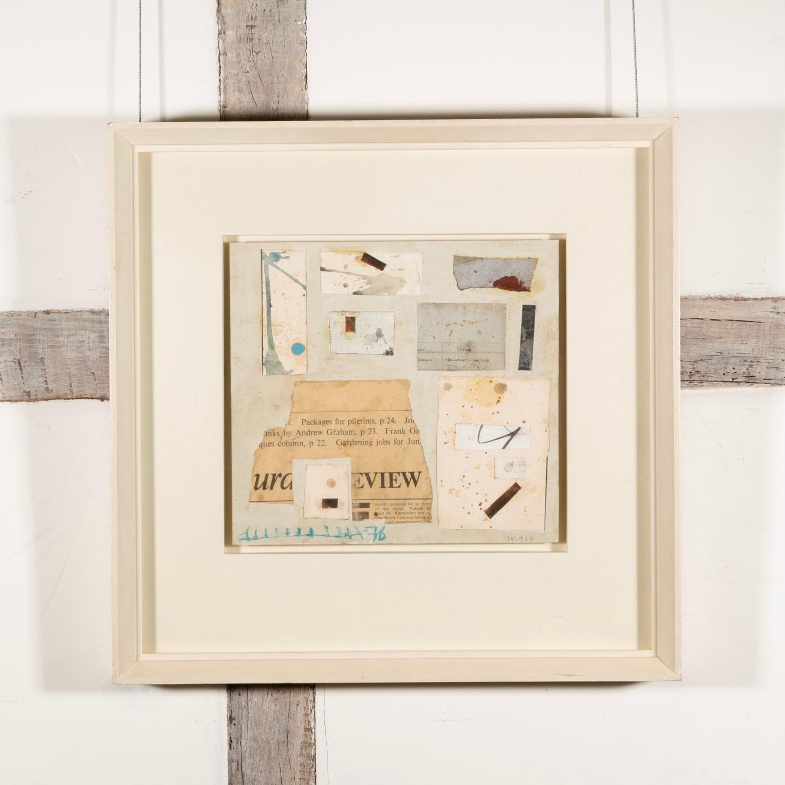 Un paquet pour un pèlerin, peinture par collage de papier de Roy Turner Durrant 1925-1998, 1976

Informations complémentaires :
Moyen : Collage de papier
9 1/2 x 10 1/8 in
24 x 25.5 cm
signé, daté et inscrit

EXPOSITIONS
Londres, The Fine Art