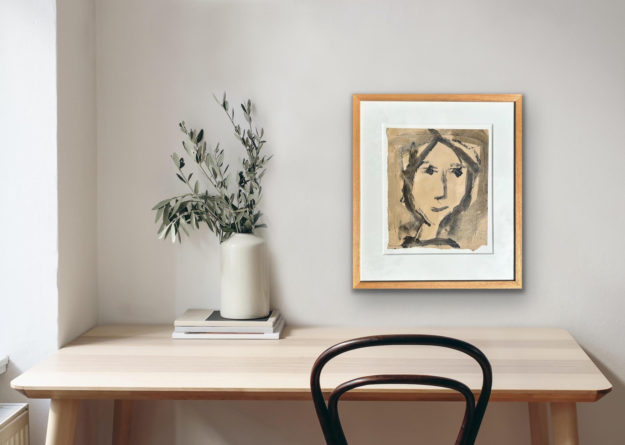 Abstract Modern British Listed Artist Portrait Head Watercolour Paper Minimalist For Sale 11