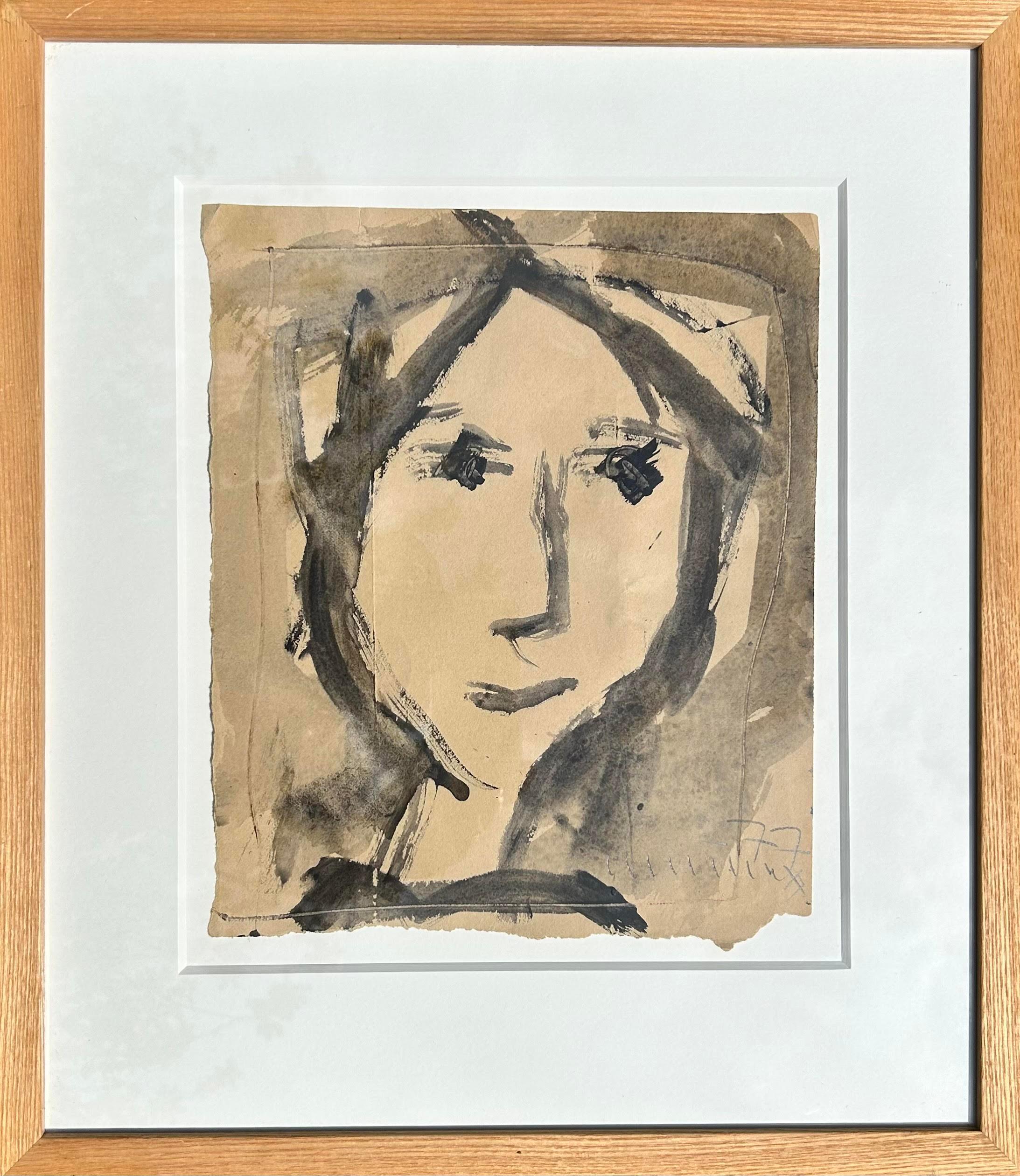 Roy Turner Durant British Listed Artist Portrait Head 20th Century Minimalist - Abstract Painting by Roy Turner Durrant
