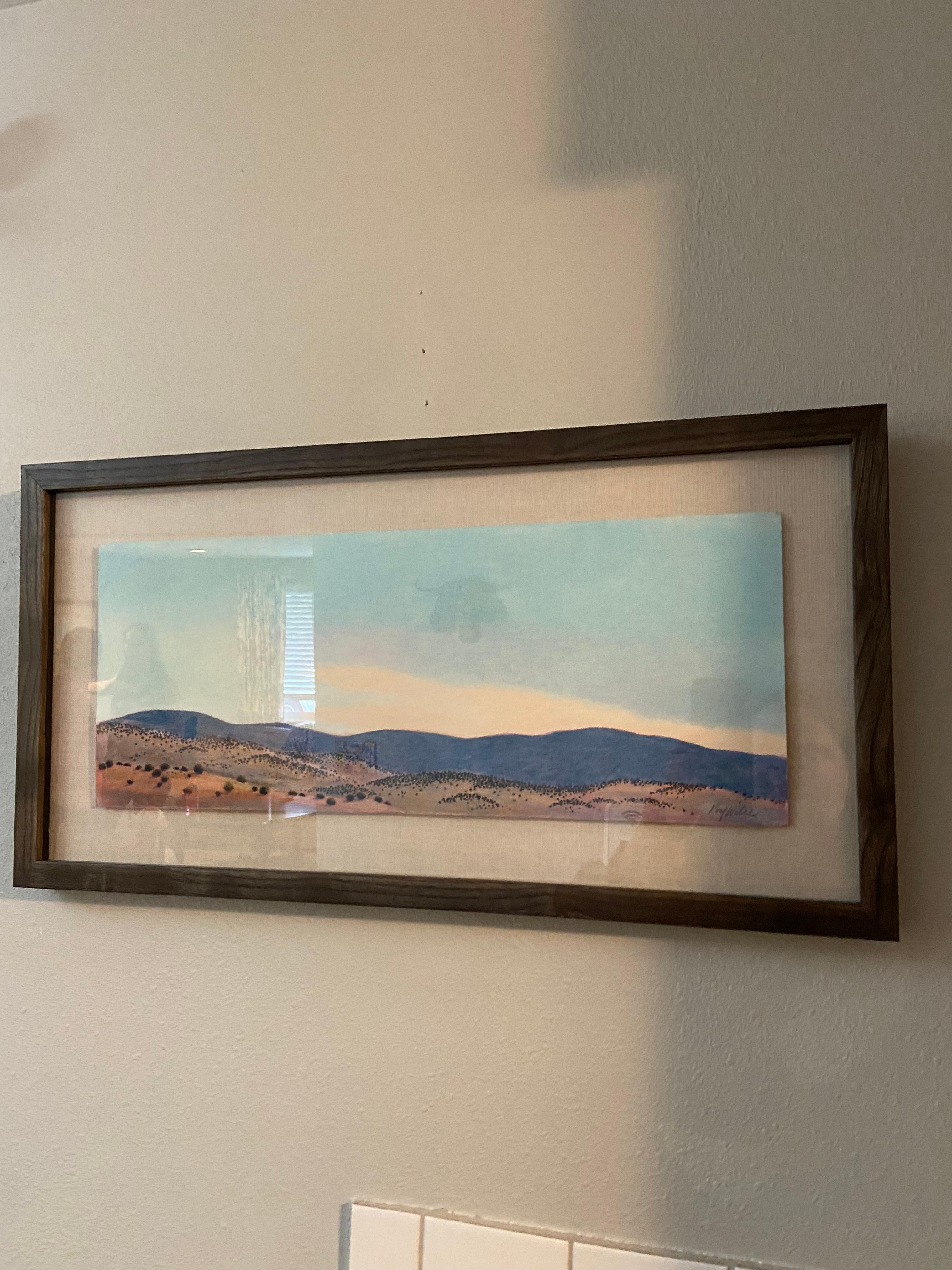 Colinas de Chama, pastel al óleo enmarcado 16x28 - Painting de Roy Wilce