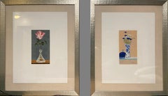 Delph Blue, 15x7" oil pastel, 32x26" framed