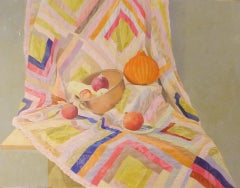 Ella's Quilt 42x50" framed oil pastel