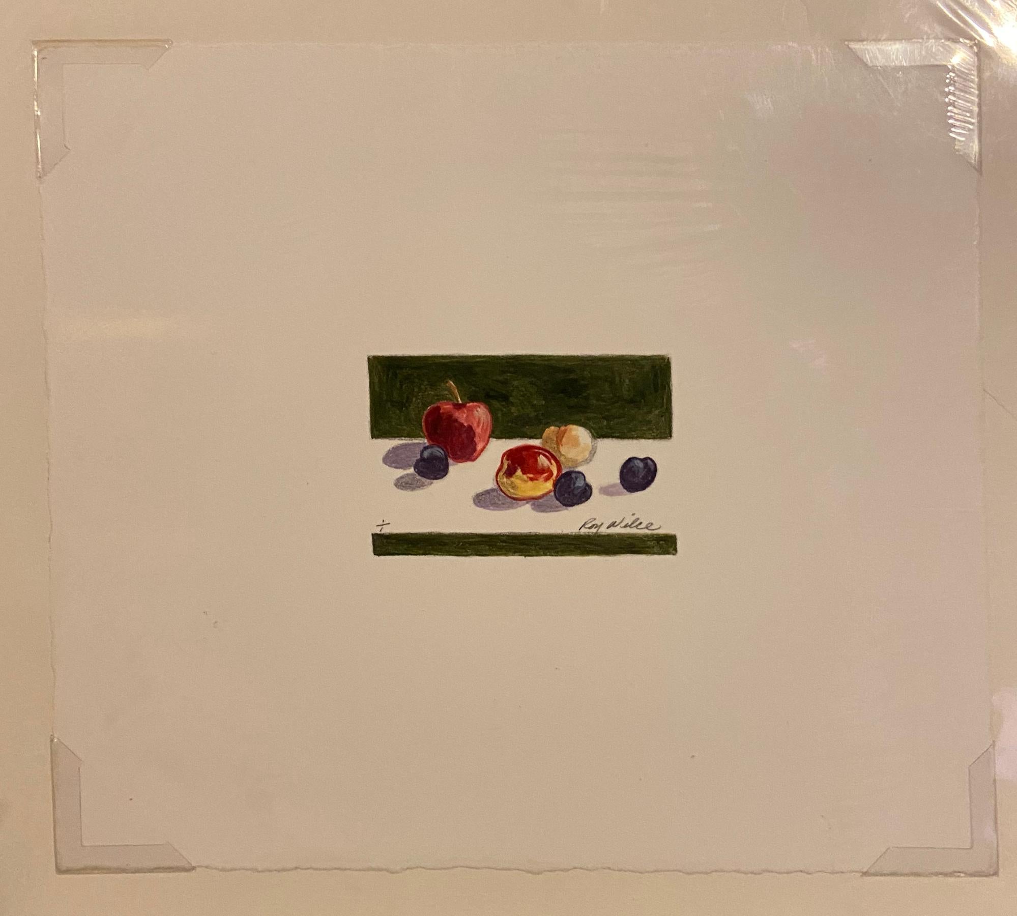 Roy Wilce Interior Painting – Fruit Cup, ungerahmte Öl-Pastellstudie