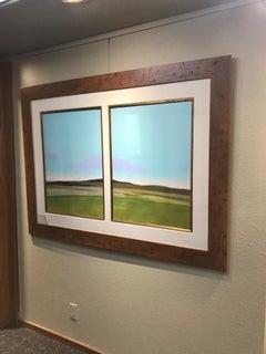 Diptyque High Valley, pastel à l'huile encadré 46x62