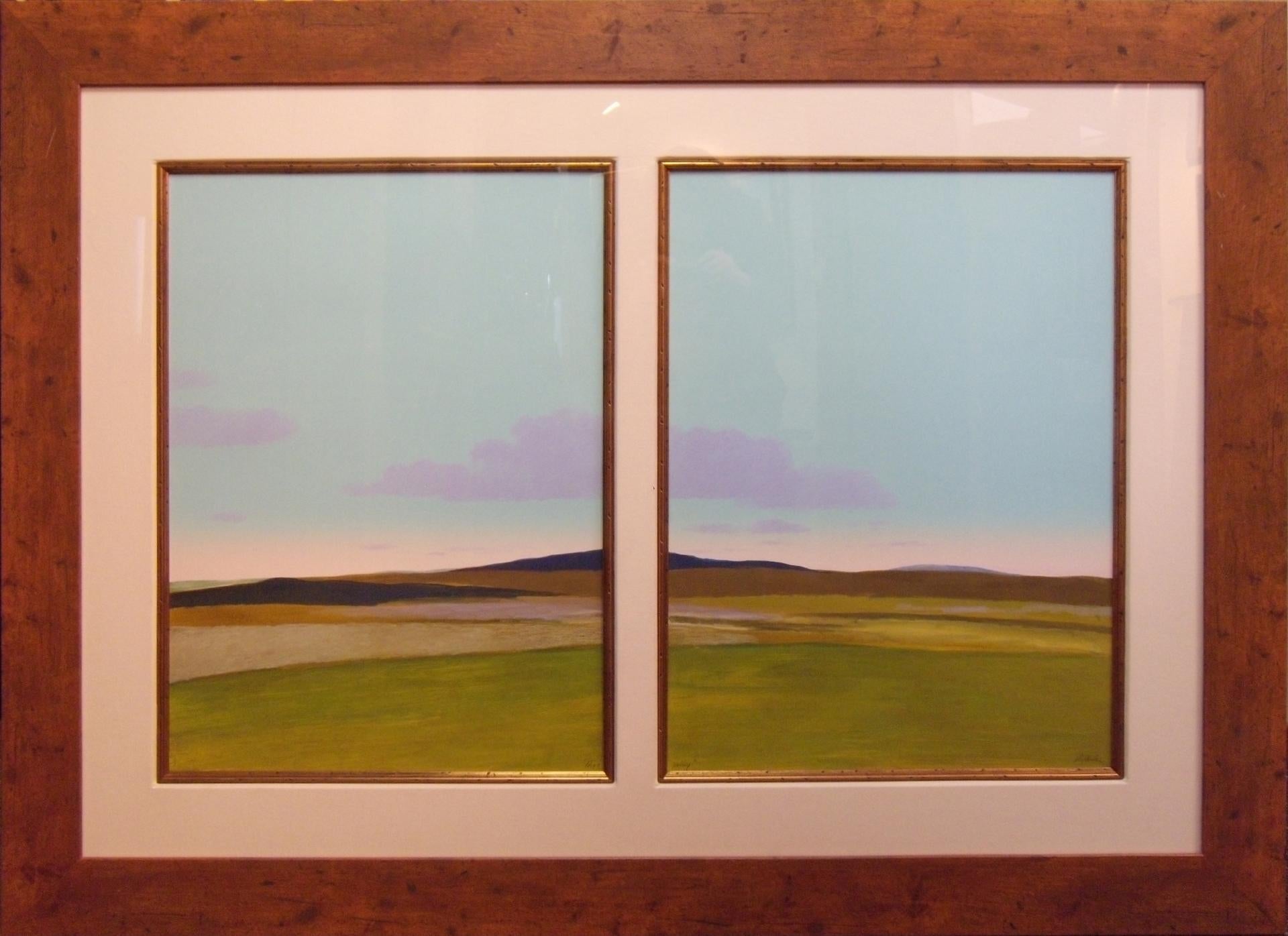 High Valley Diptych, 46x62" framed oil pastel