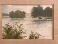 Inlet, pastello a olio incorniciato di 17x21 pollici