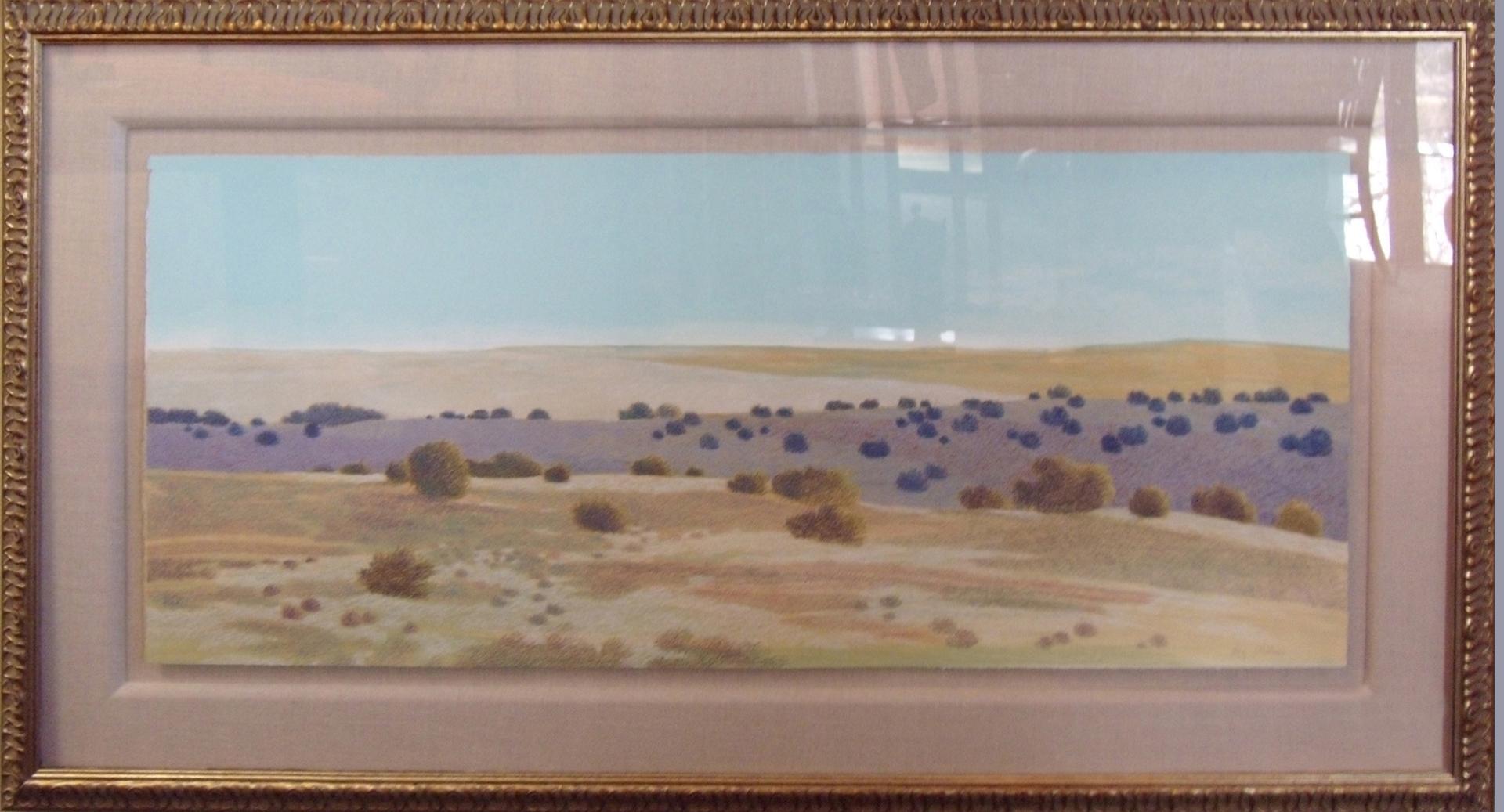 Lavender Hills 30x54" framed oil pastel