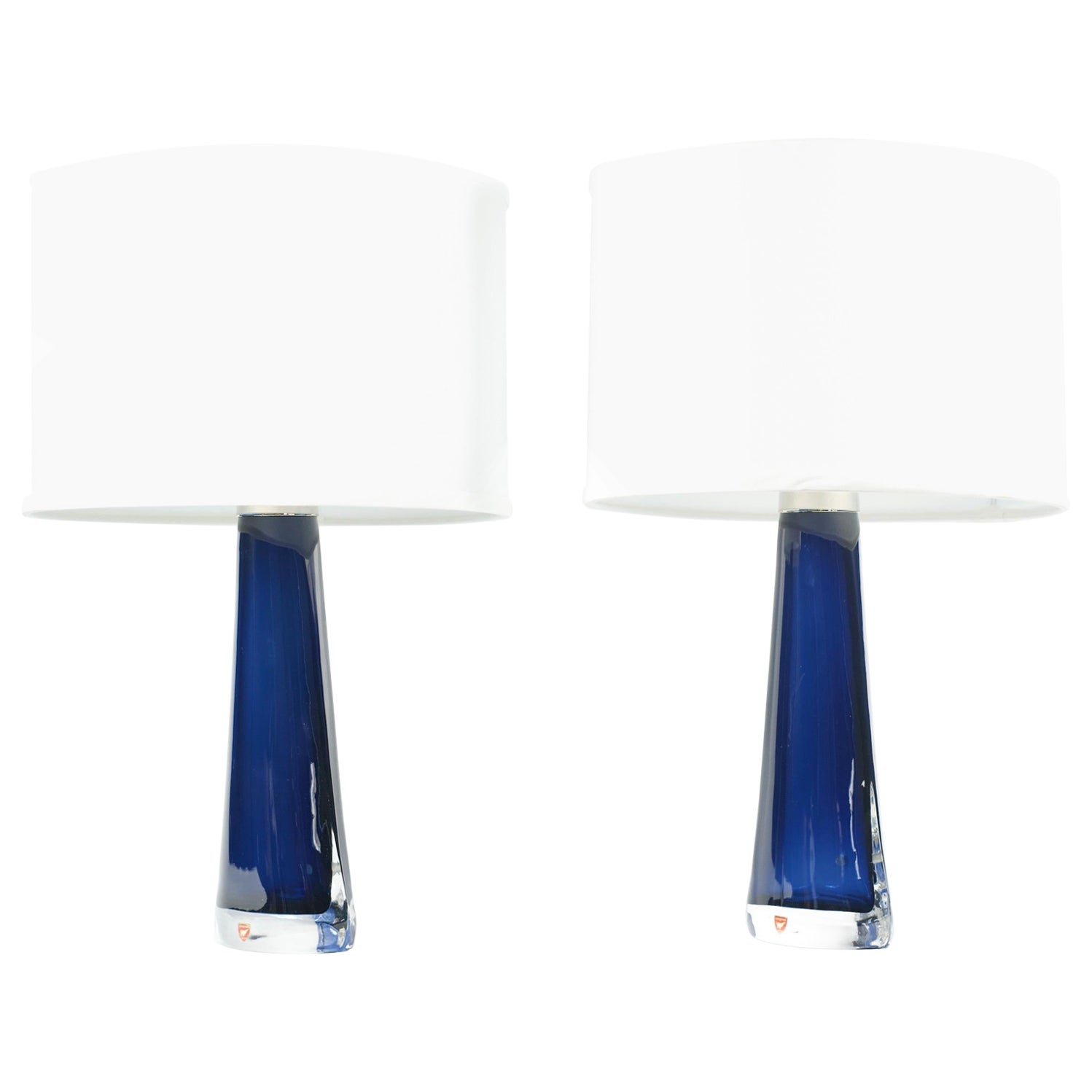 Roya Blue Orrefors Lamps Design by Carl Fagerlund Orrefors, Sweden, 1970