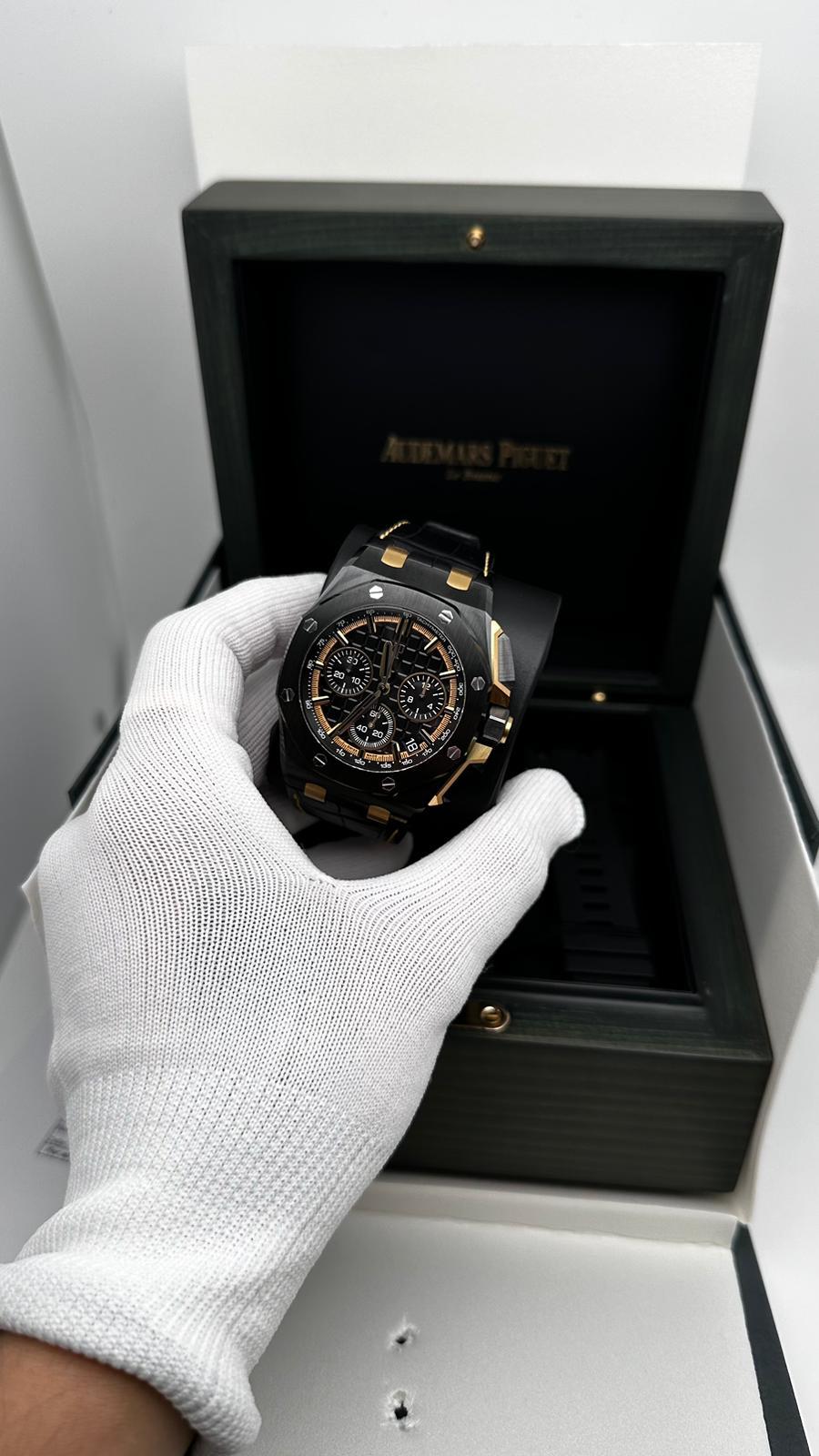 Royak Oak Offshore Ceramic 18K Yellow Gold Black Dail Watch 26420CE.OO.A127CR.01 10